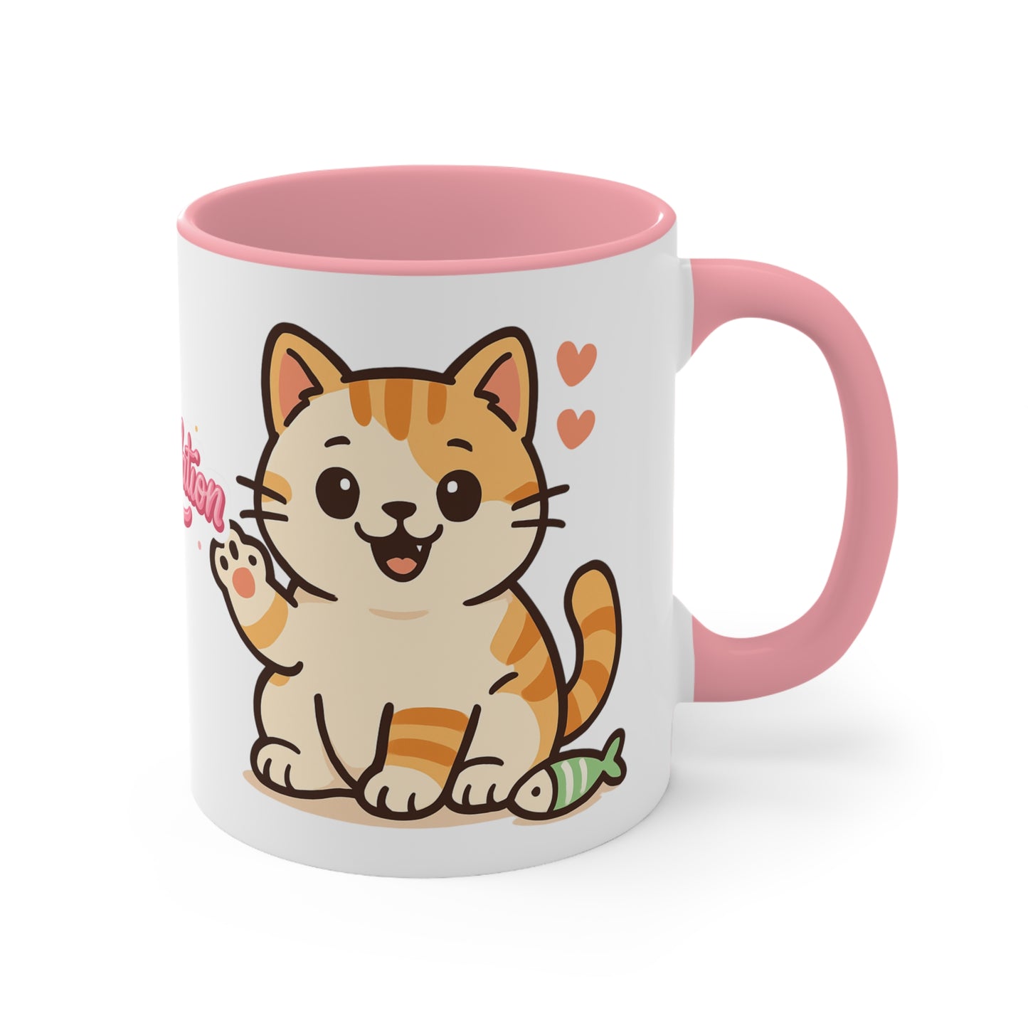 Celebratory Cat Accent Mug - Cute Congratulation Gift, Cat Lover Coffee Cup, Animal Art Mug, Joyful Drinkware, Cute Kitty Gift
