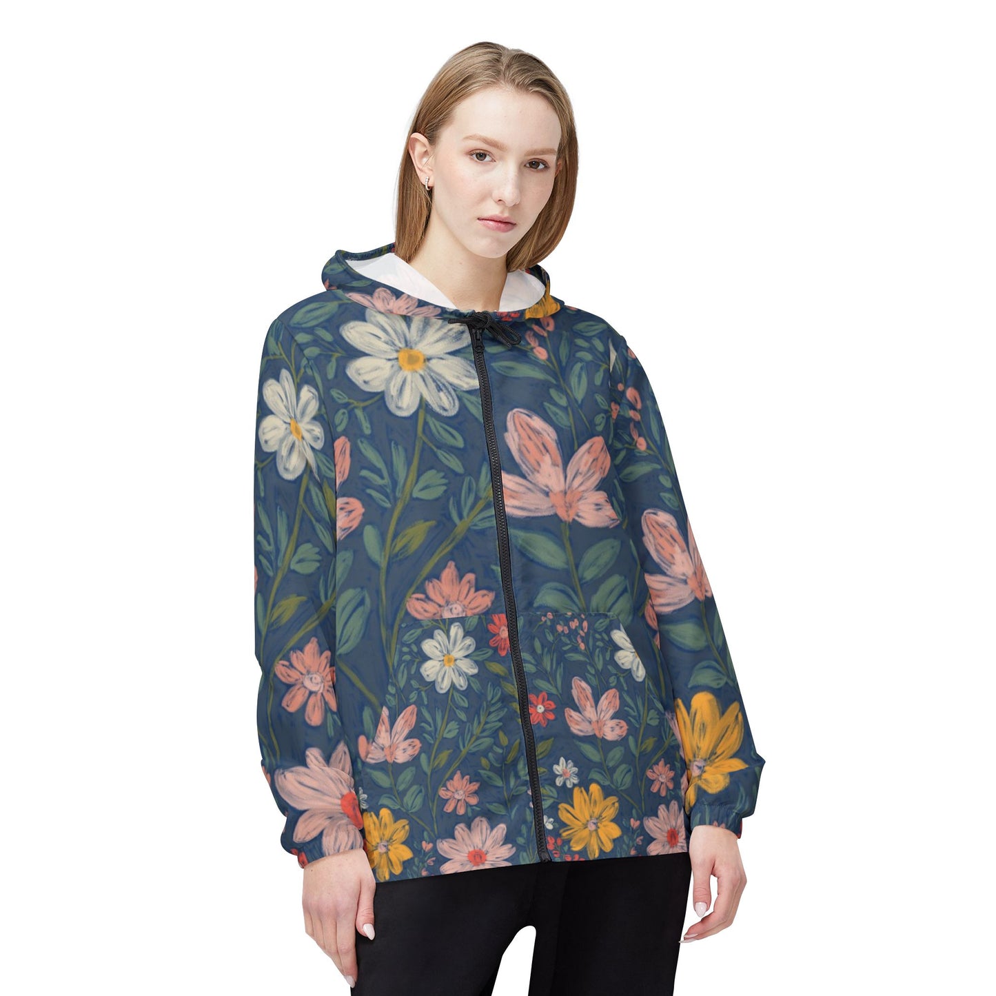 Floral Windbreaker Jacket, Lightweight Rain Jacket, Outdoor Layer, Travel Jacket, Floral Apparel, Stylish Fashion Statement