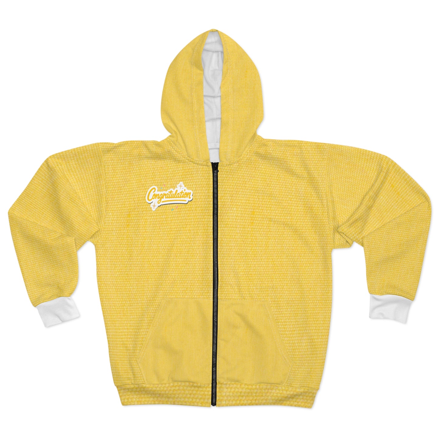 Bright Yellow Unisex Zip Hoodie - Cozy Everyday Wear, Spacious Pockets, Perfect for Casual Outings, Gifts, and Vacations