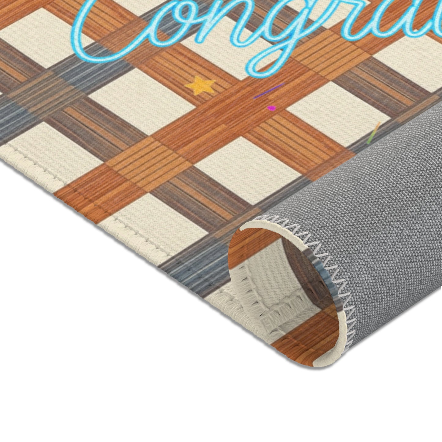 Congratulations Area Rug | Cozy Home Decor, Perfect for Celebrations, Gift for Housewarming, Engagement or Graduation