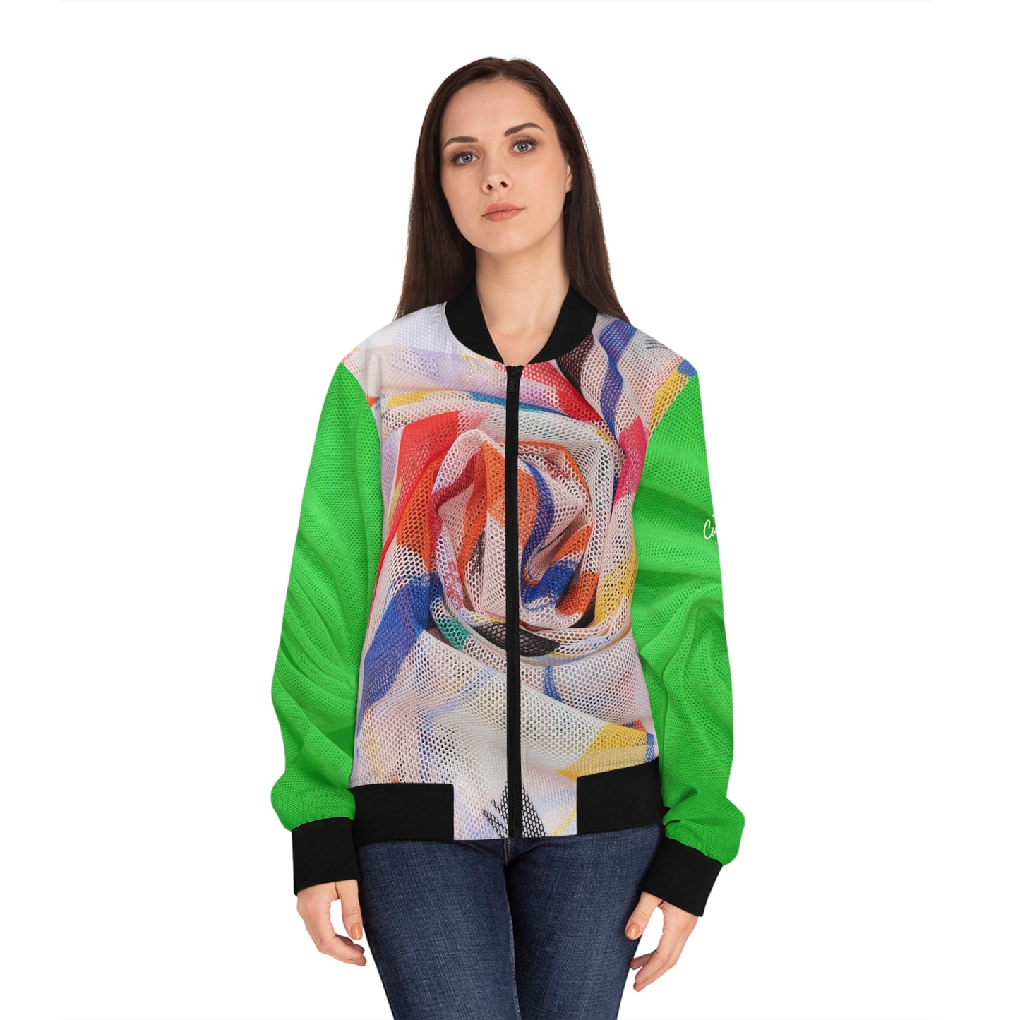 Vibrant Women's Bomber Jacket, Colorful AOP Jacket, Trendy Casual Wear, Stylish Streetwear, Spring Fashion Essential