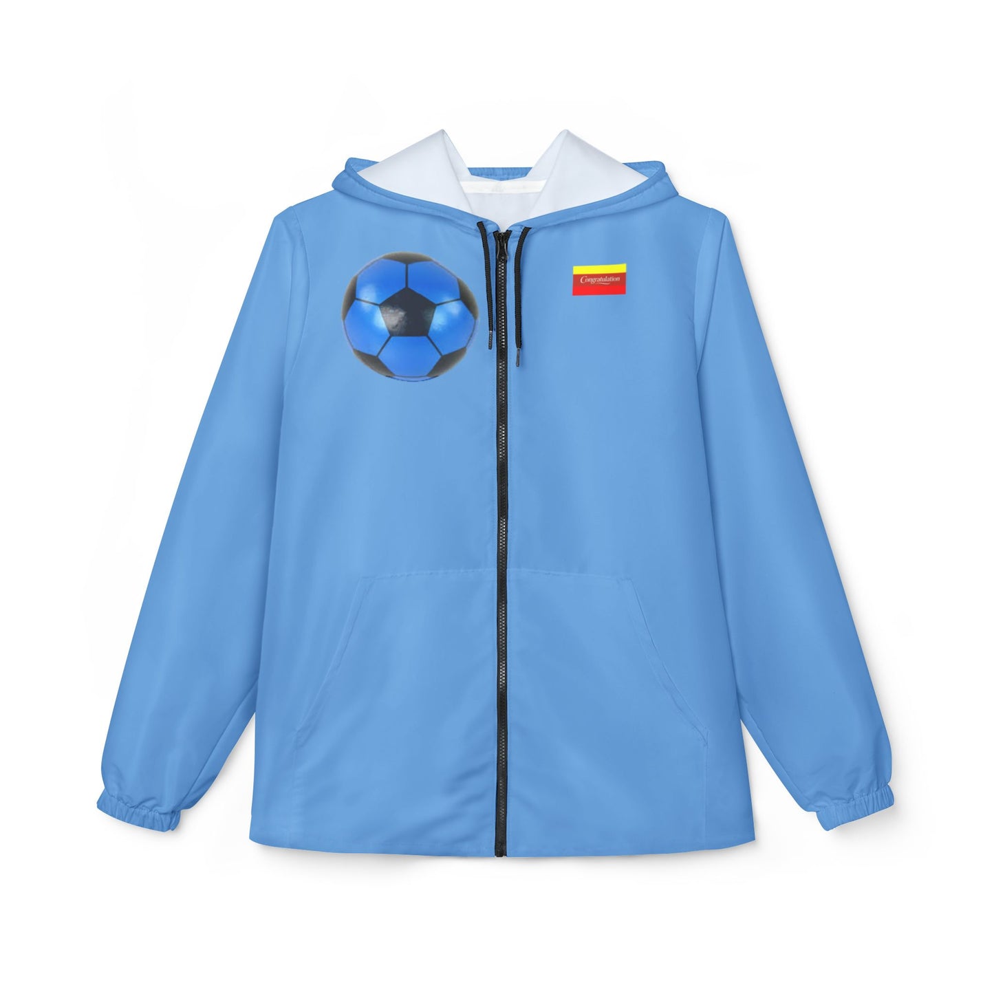 Sporty Windbreaker Jacket, Lightweight Athletic Jacket, Soccer Fan Raincoat, AOP Outdoor Gear, Casual Sportswear