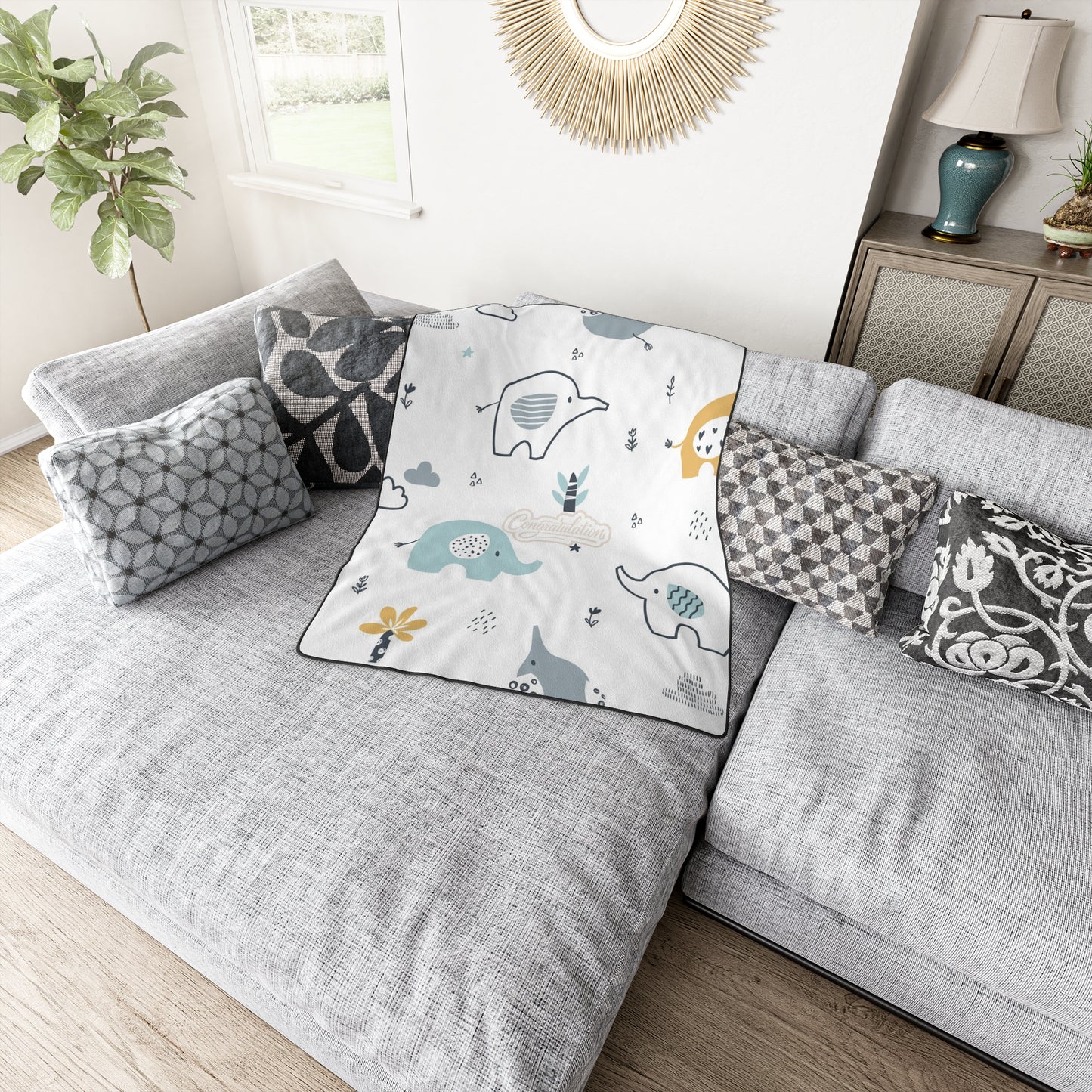 Cozy Elephant Polyester Blanket | Baby Shower Gift, Nursery Decor, Soft Throw, Kids' Room, Cute Animal Design