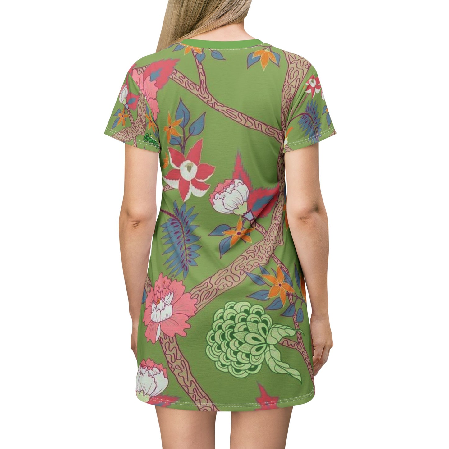 Tropical Floral T-Shirt Dress, Easygoing Summer Outfit, Vacation Wear, Casual Everyday Dress, Gift for Her, Beach Party Dress