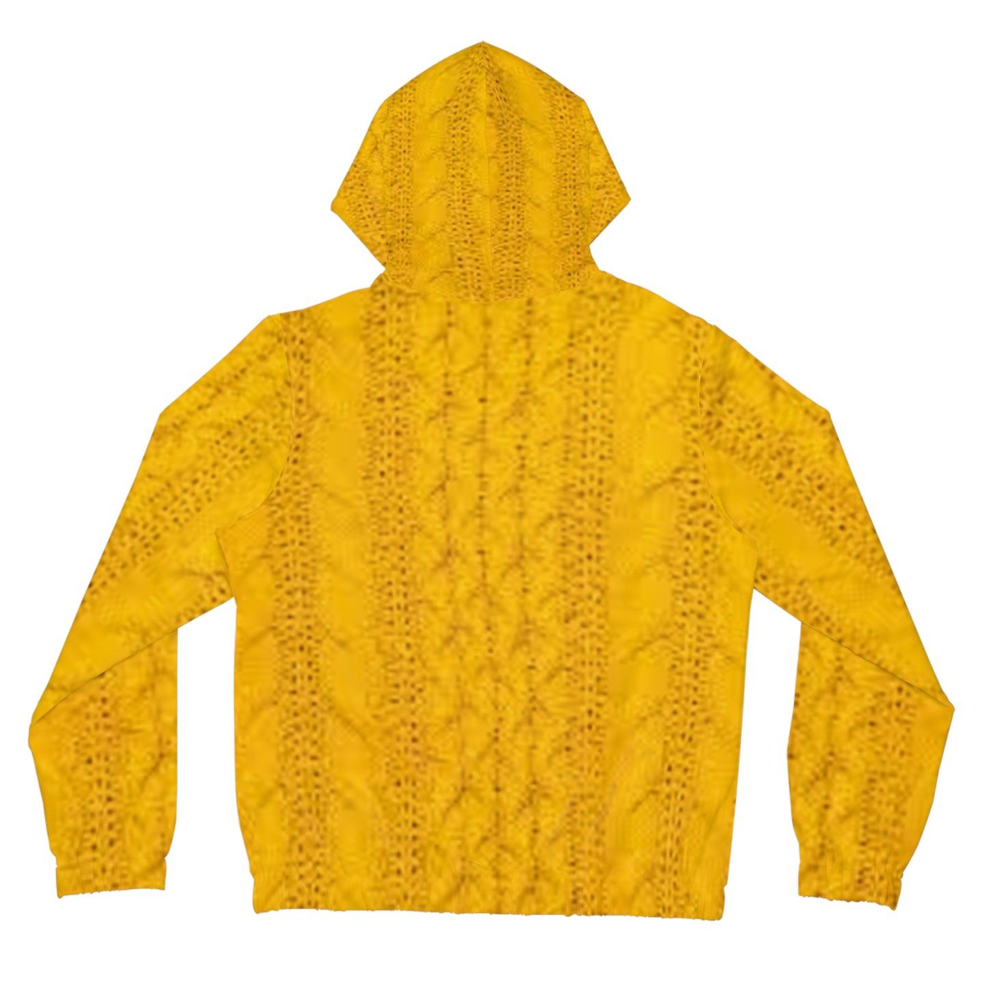 Cozy Yellow Knit Pattern Full-Zip Hoodie, Warm Casual Layer, Fall Fashion, Perfect for Cozy Nights, Gift for Her