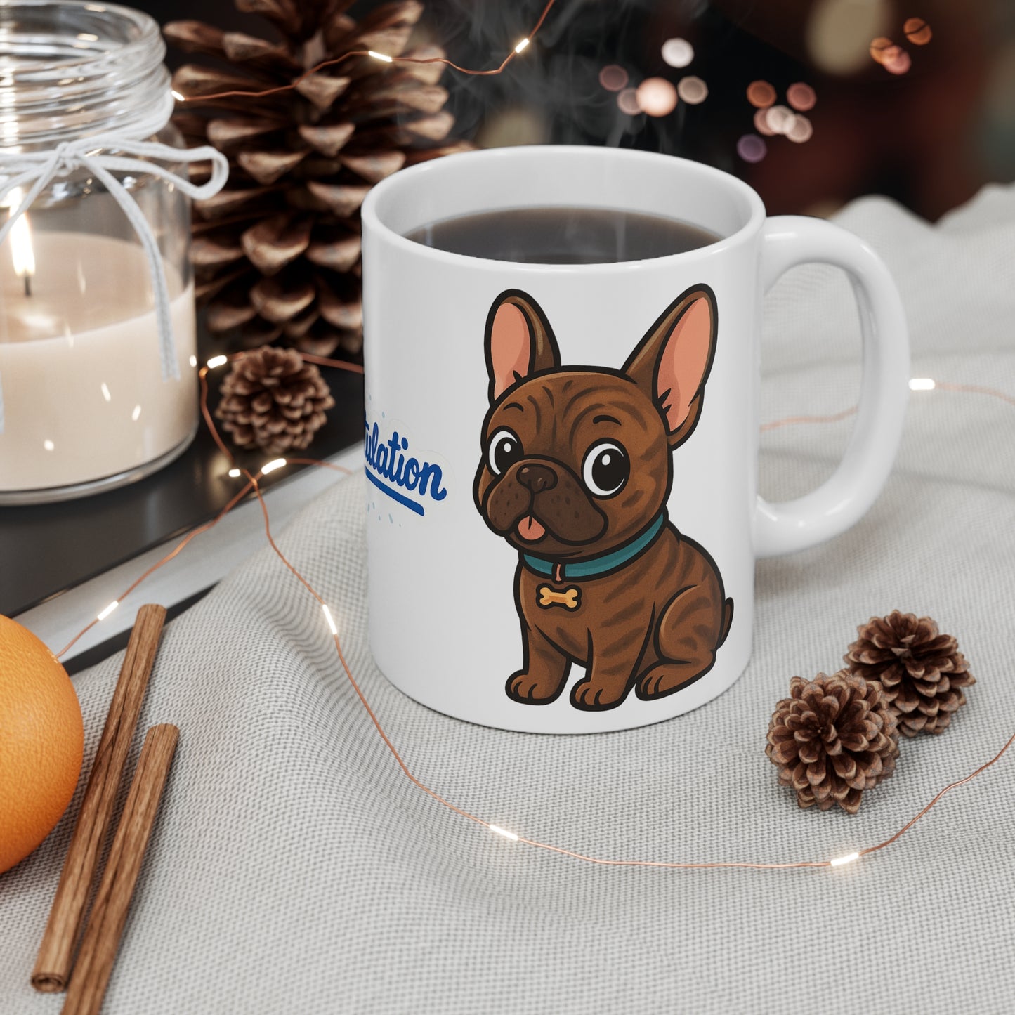 Adorable French Bulldog Congratulation Mug | Perfect Gift for Dog Lovers, Graduations, Celebrations, Cute Pet Mug, 11oz Coffee Cup