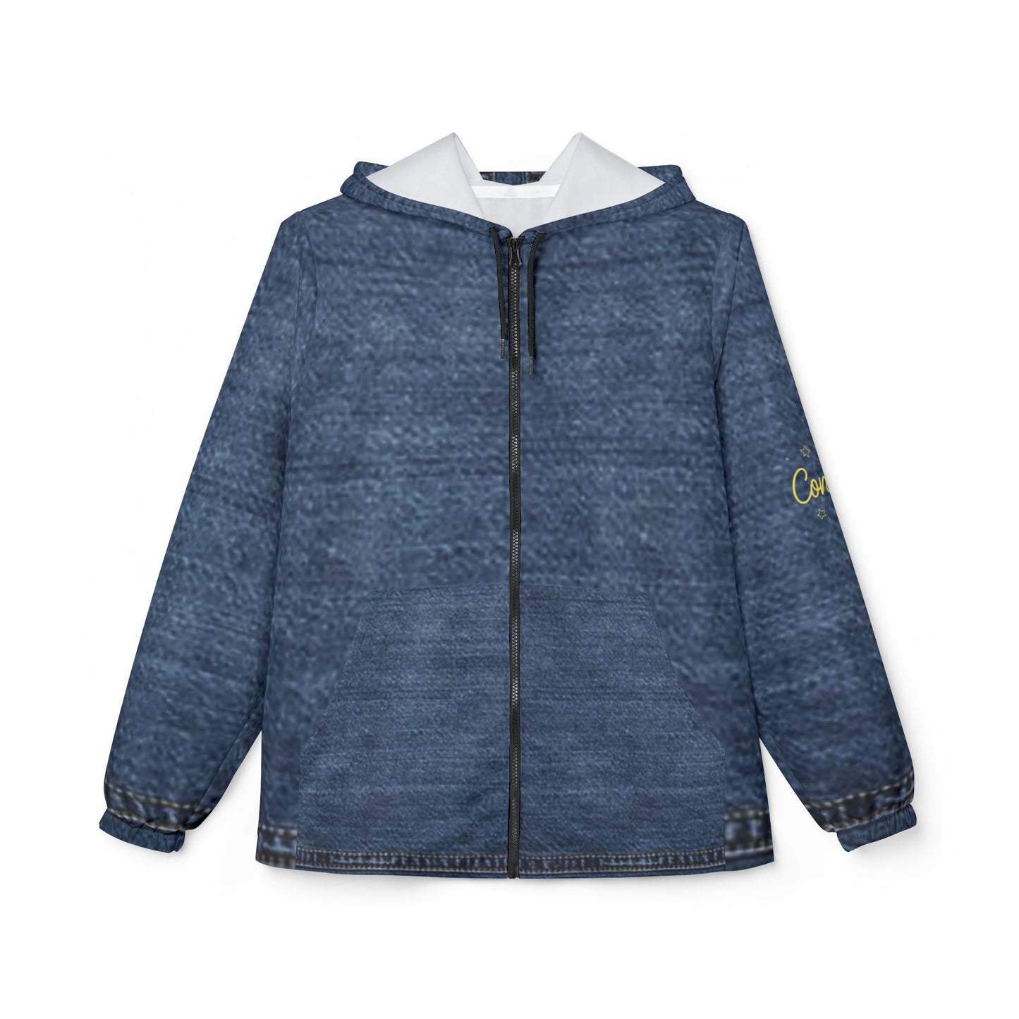 Denim-Style Windbreaker Jacket - Perfect for Outdoor Adventures, Casual Wear, Travel, Festivals, and Stylish Rainy Days
