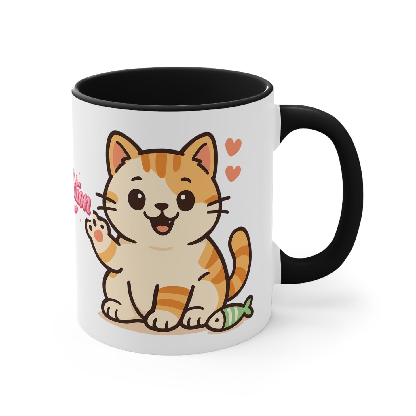 Celebratory Cat Accent Mug - Cute Congratulation Gift, Cat Lover Coffee Cup, Animal Art Mug, Joyful Drinkware, Cute Kitty Gift