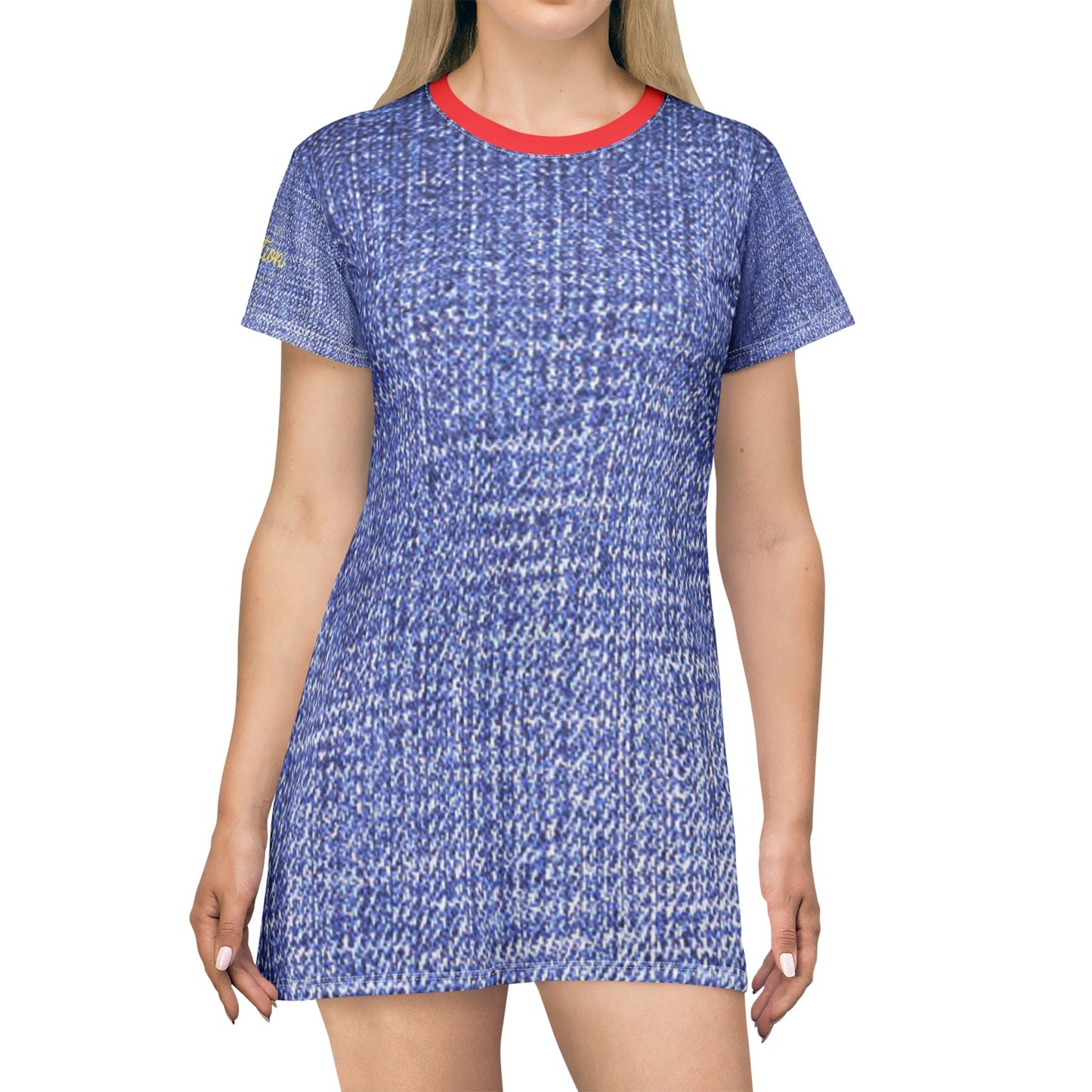 Denim-Inspired T-Shirt Dress, Casual Dress, Everyday Wear, Trendy Summer Dress, Fashionable Outing Dress, Comfortable Picnic Attire