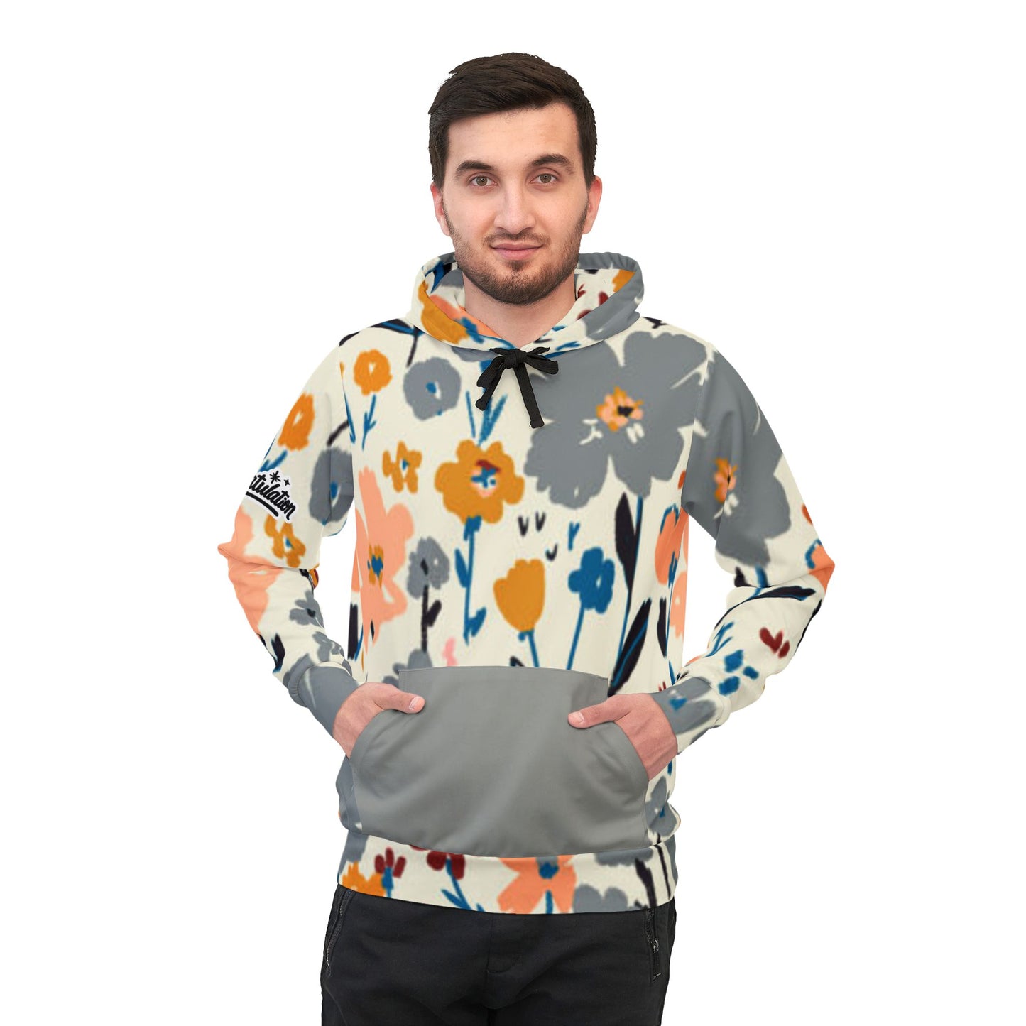 Floral Printed Athletic Hoodie, Trendy Sportswear, Comfortable Activewear, Perfect Gift for Fitness Enthusiasts, Ideal for Casual Outings