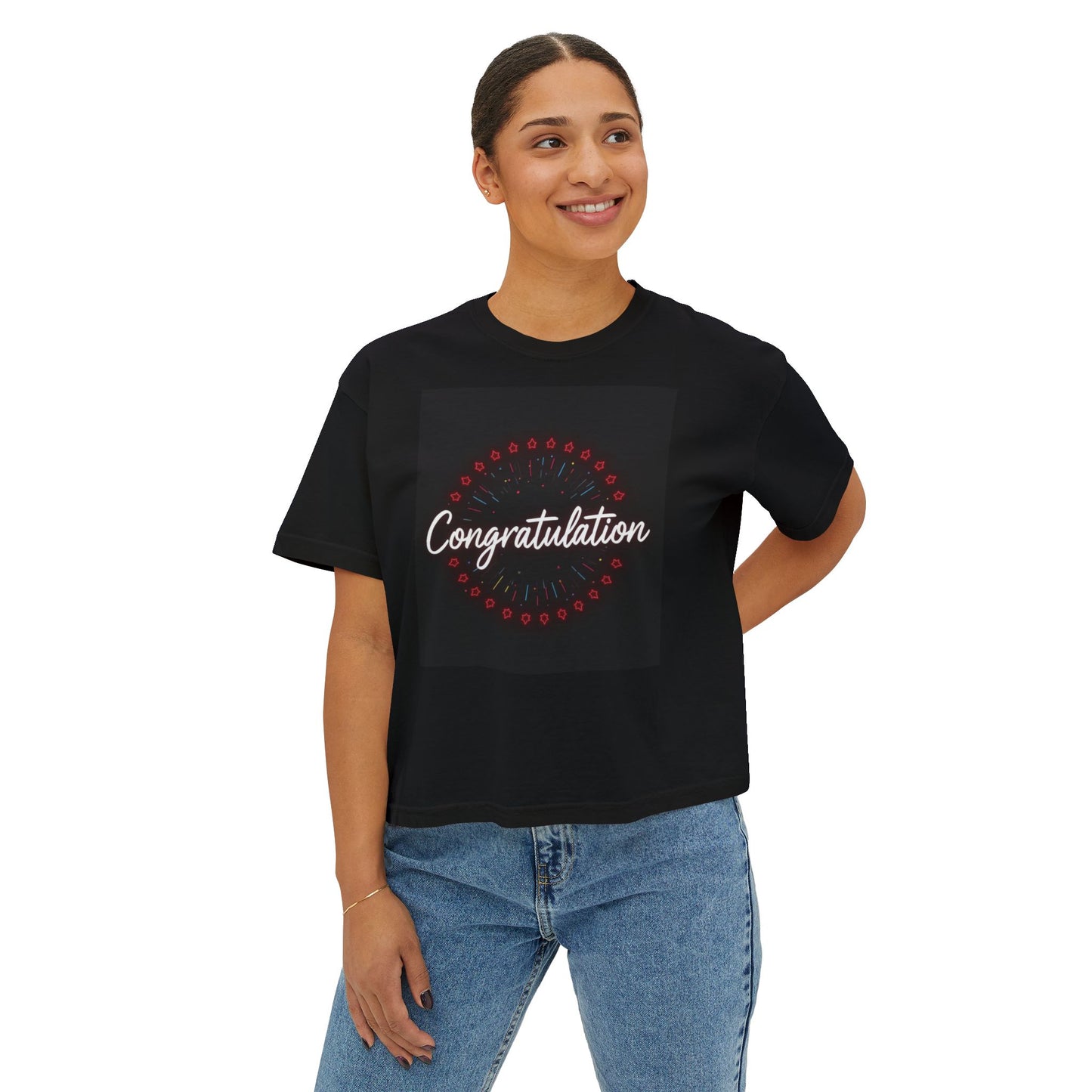 Celebratory Women's Boxy Tee, Graduation Gift, Birthday Gift, Fun Casual Top, Stylish Congratulations Shirt, Everyday Wear