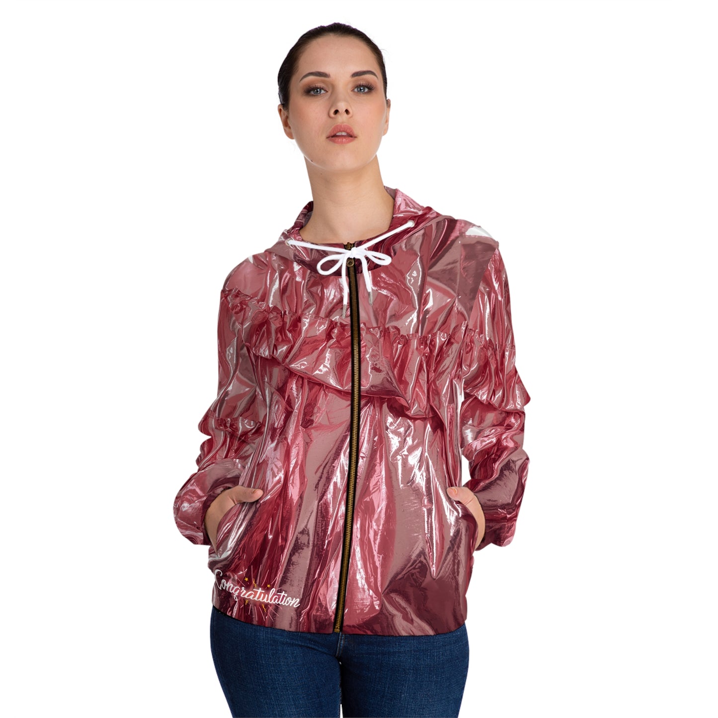 Shiny Celebration Women’s Full-Zip Hoodie, Stylish Gift, Brunch Attire, Party Wear, Trendy Layering Piece, Graduation Outfit