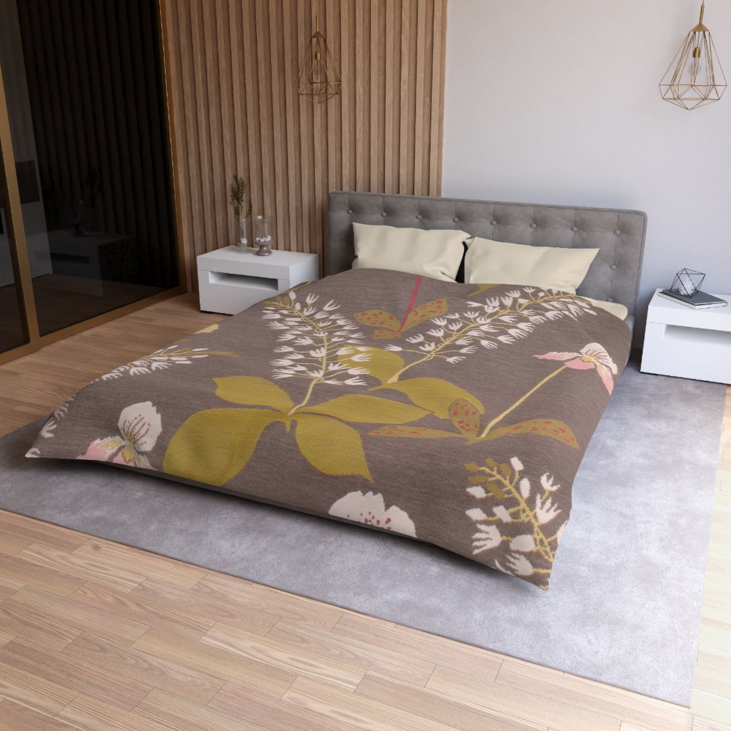 Floral Microfiber Duvet Cover, Boho Bedding, Elegant Bedspread, Cozy Bedroom Decor, Gift for Home, Spring or Summer Style