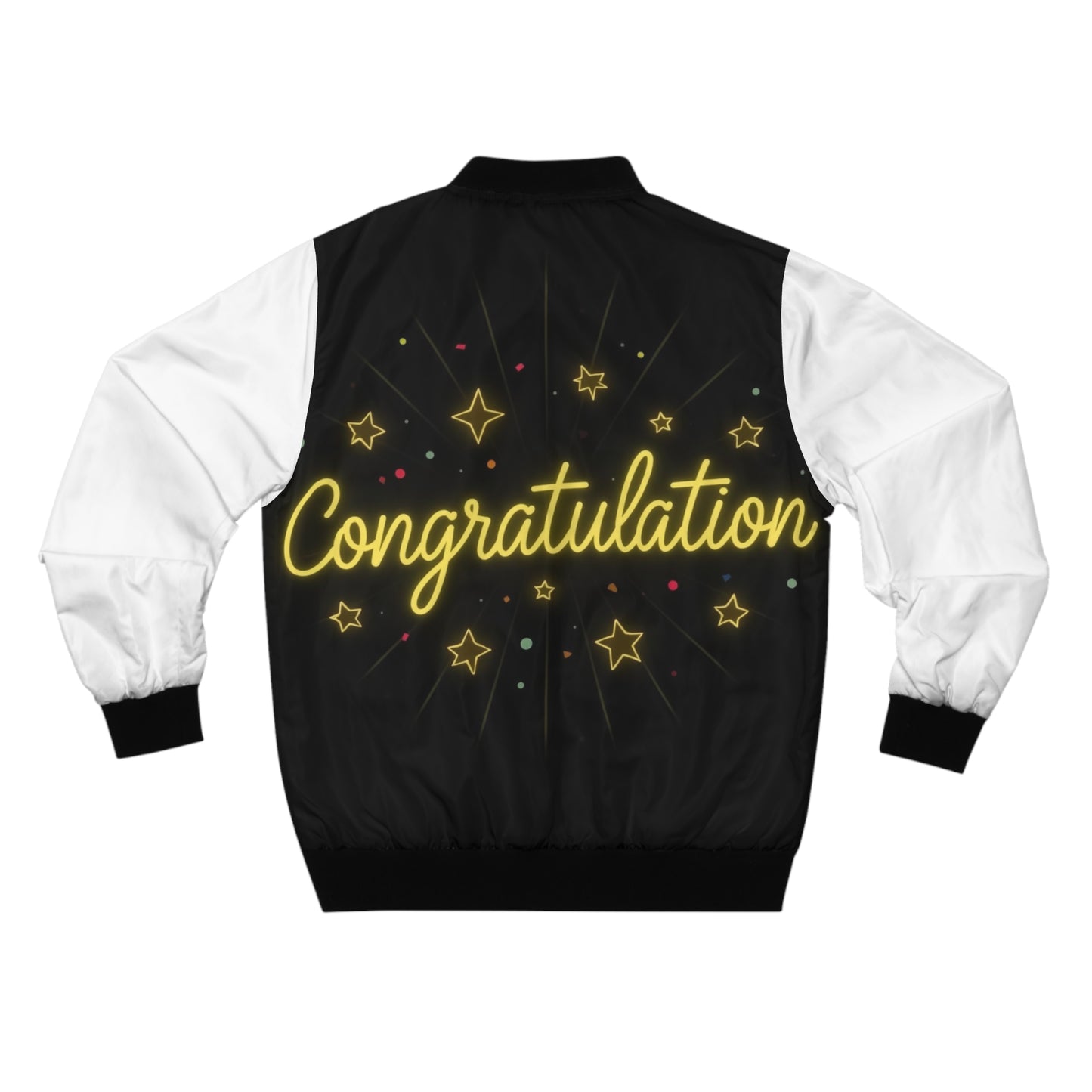 Congratulations Men's Bomber Jacket, Unique Gift, Celebration Jacket, Trendy Outerwear, Stylish Apparel