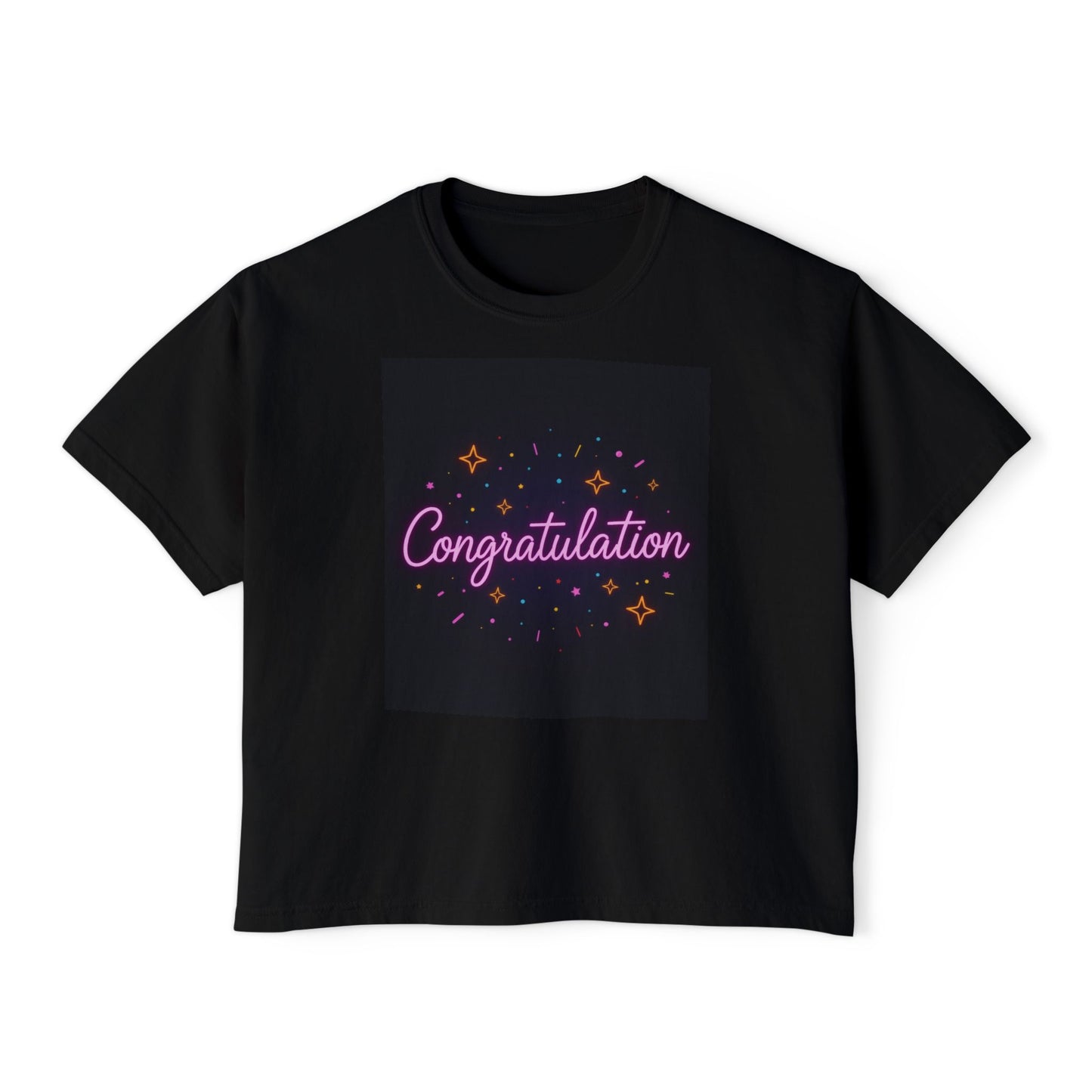 Celebratory Women's Boxy Tee, Graduation Gift, Birthday Shirt, Congrats Top, Feel Good Fashion, Customizable Tee