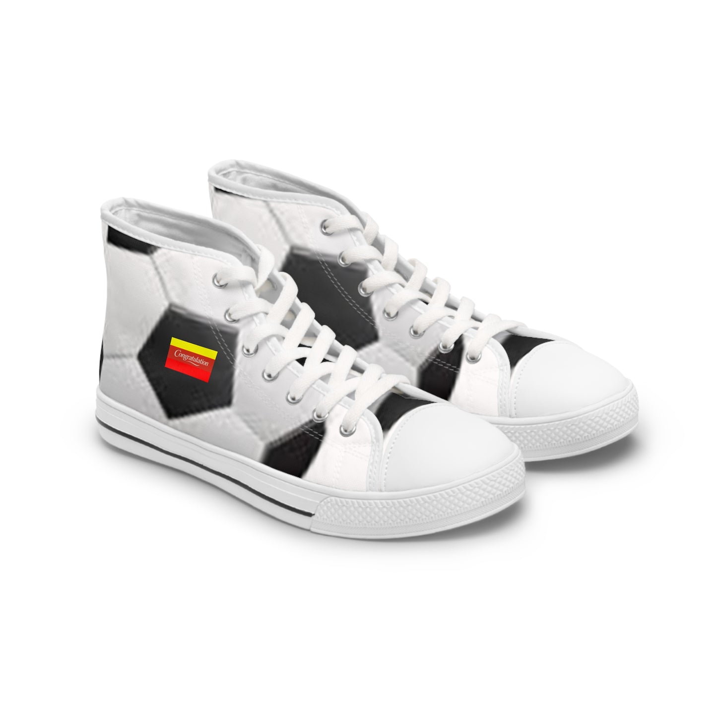 Women's Soccer-Themed High Top Sneakers | Sporty Style for Game Day, Athletic Events, Casual Wear, Gifts for Soccer Lovers, Trendy Footwear