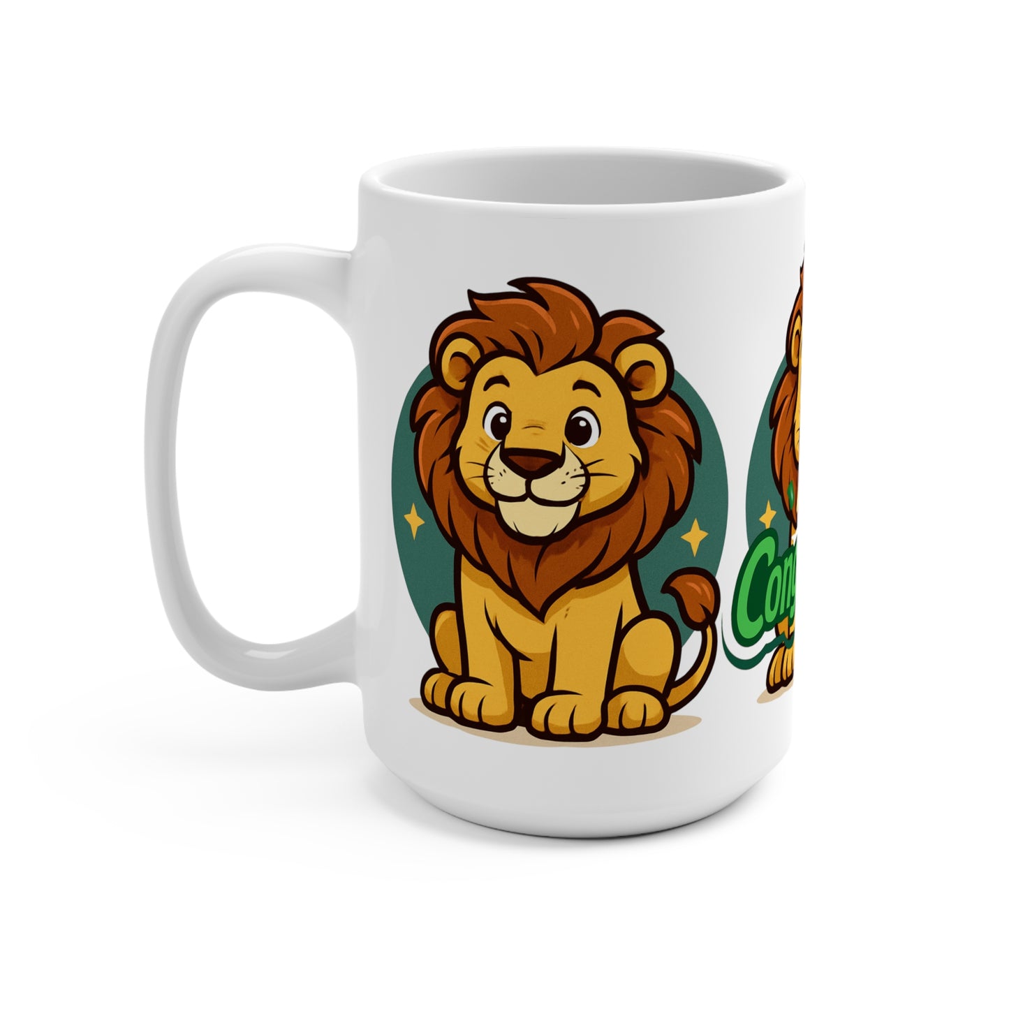 Congratulation Lion Mug 15oz | Cute Lion Gift, Best Wishes Mug, Motivational Drinkware, Birthday, Graduation