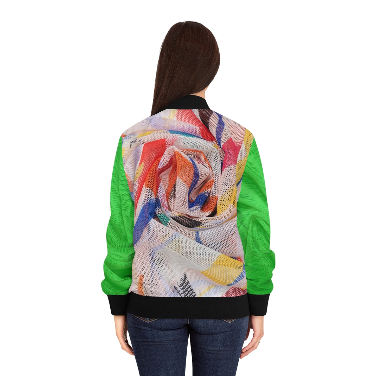 Vibrant Women's Bomber Jacket, Colorful AOP Jacket, Trendy Casual Wear, Stylish Streetwear, Spring Fashion Essential