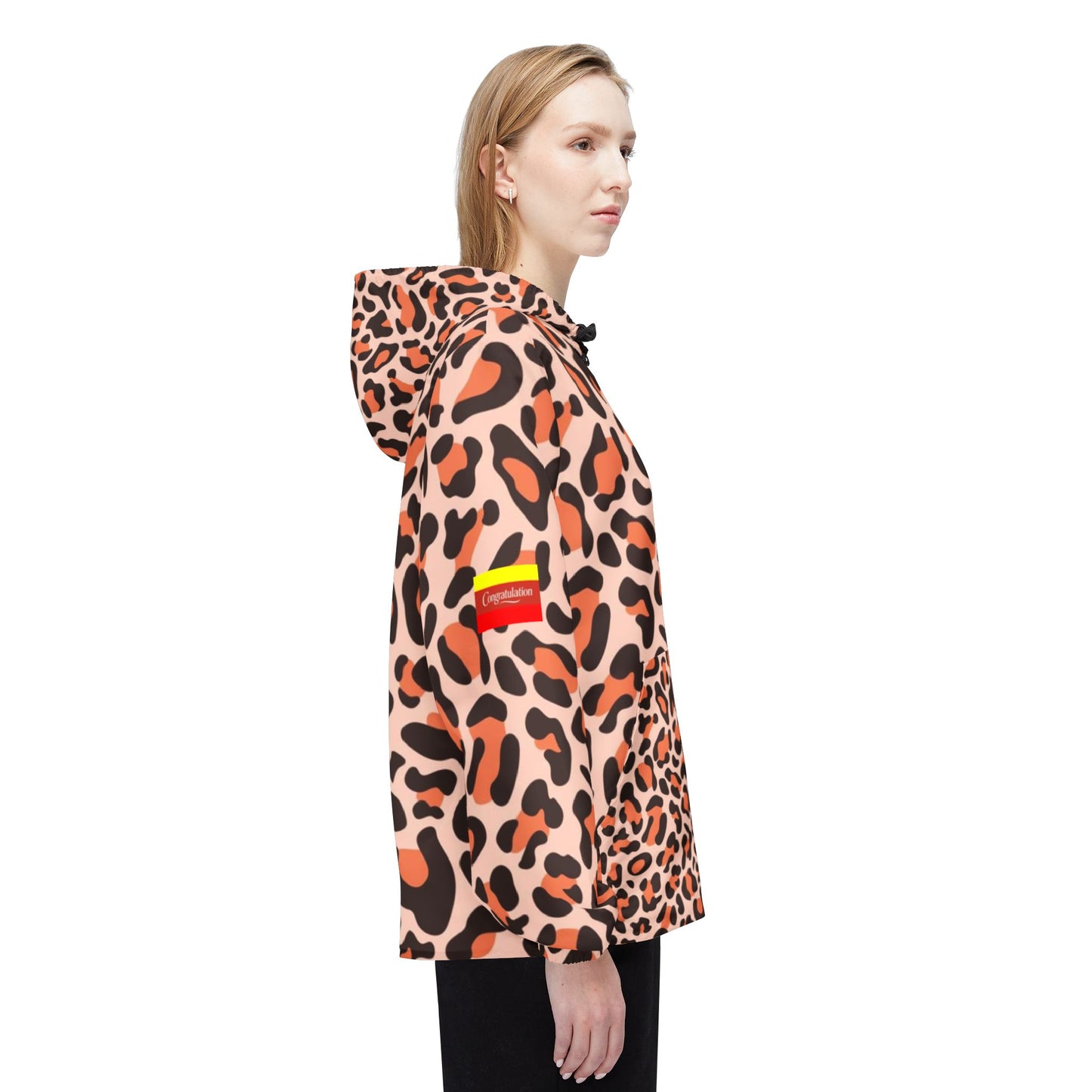 Trendy Leopard Print Windbreaker Jacket, Stylish Rain Gear, Outdoor Fashion, Lightweight Coat, College Style, Festival Outerwear