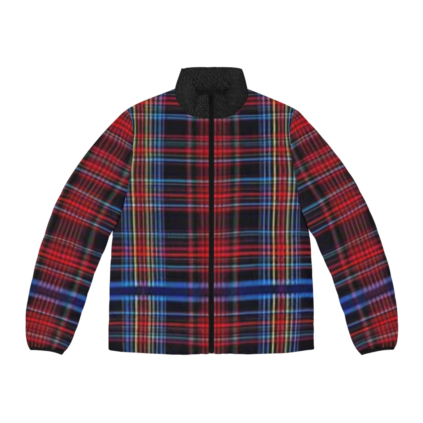 Stylish Men's Puffer Jacket, Warm Winter Coat, Plaid Outerwear, Trendy Layering Piece, Fashionable Holiday Gift