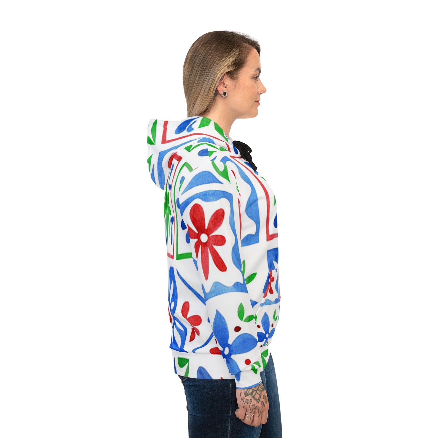 Colorful Floral Athletic Hoodie for Active Lifestyles, Fitness Wear, Casual Sweatshirt, Workout Gear, Unique Gift Idea