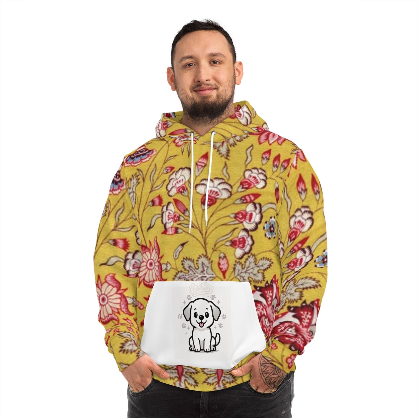 Stylish Floral Dog Hoodie, Cute Pet Lovers Apparel, Gift for Dog Owners, Cozy Casual Wear, Vibrant Yellow Pullover