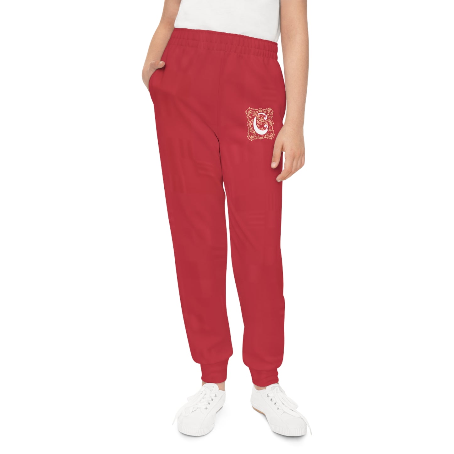 Youth Joggers with Fun Prints, Cozy Athletic Pants, Playful Everyday Wear, Gift for Kids, Red AOP Joggers