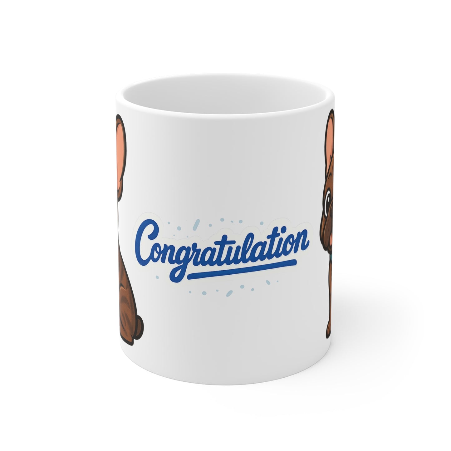 Adorable French Bulldog Congratulation Mug | Perfect Gift for Dog Lovers, Graduations, Celebrations, Cute Pet Mug, 11oz Coffee Cup
