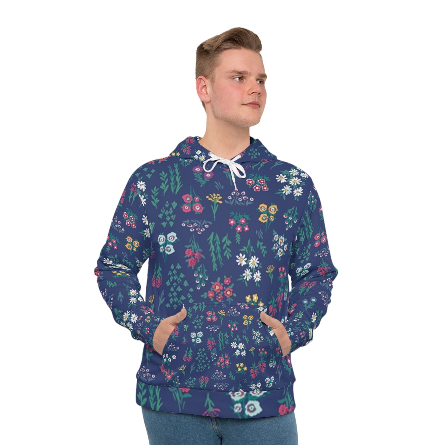 Floral Print Men's Hoodie, Cozy Casual Wear, Gift for Nature Lovers, Spring Style, Perfect for Outdoor Adventures