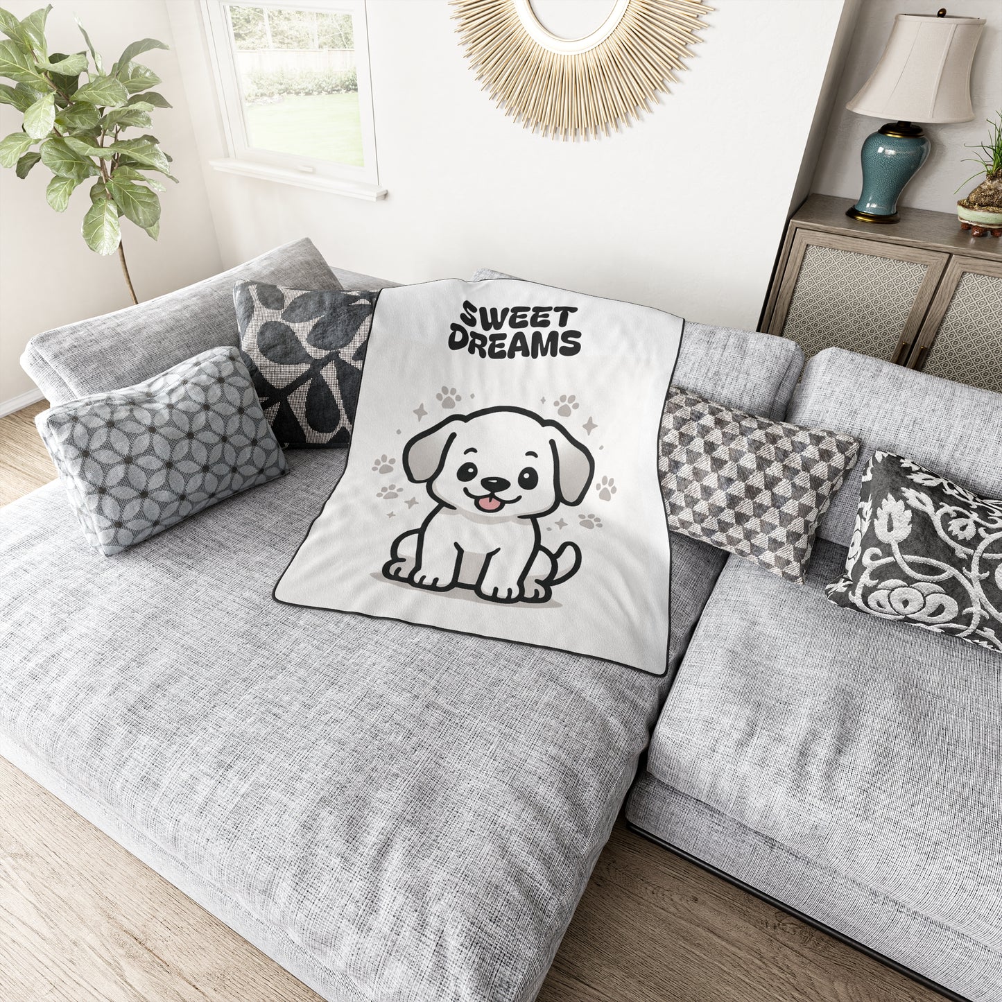 Cozy Dog-Themed Polyester Blanket, Sweet Dreams Paw Print Throw, Pet Lover Gift, Warm Snuggle Blanket, Dog Parent Home Decor