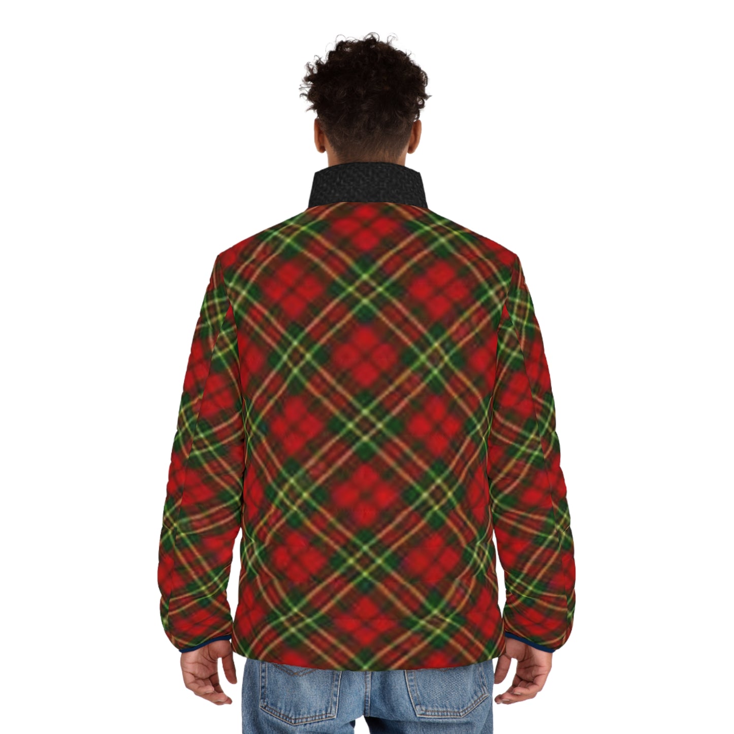 Plaid Men's Puffer Jacket - Stylish Winter Coat, Great for Holidays, Outdoor Adventures, Casual Wear, Gift Ideas