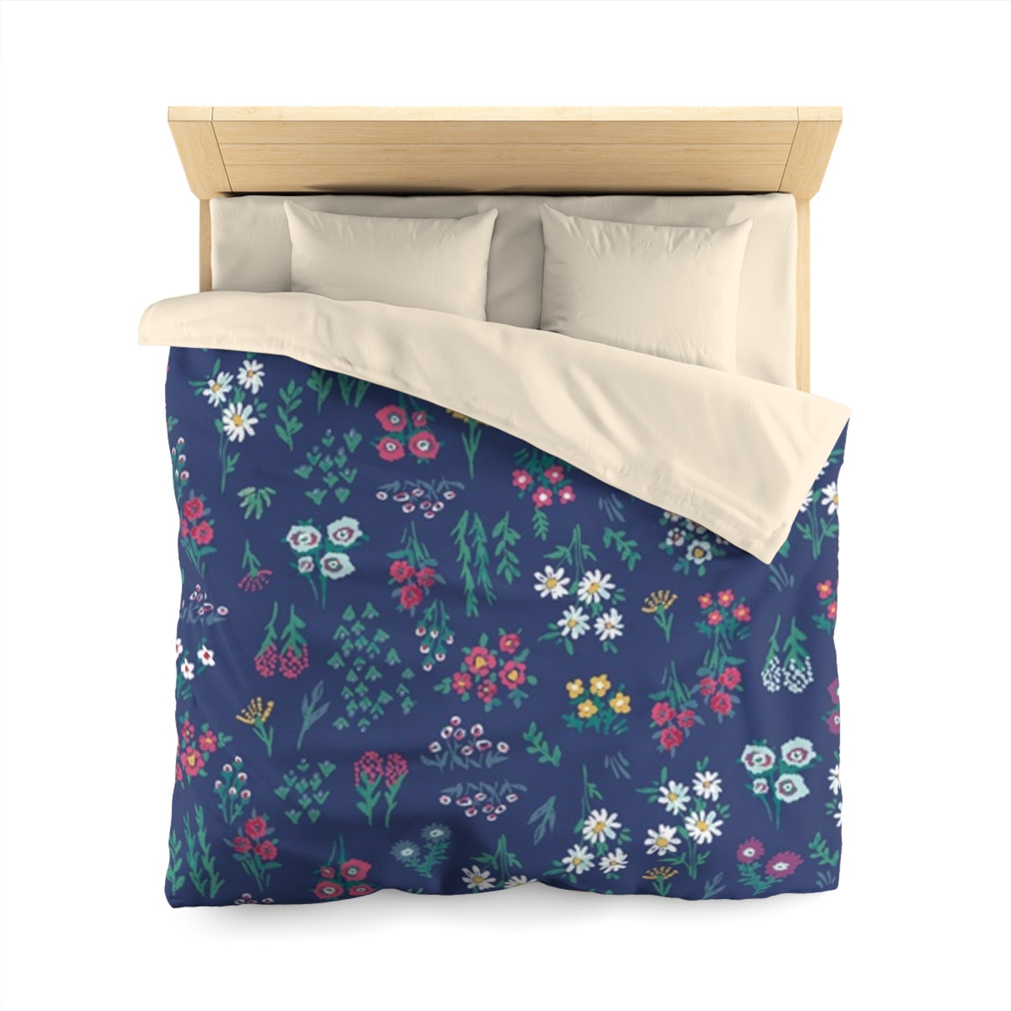 Floral Microfiber Duvet Cover – Cozy Bedroom Decor, Boho Bedding, Flower Print Comforter, Gift for Her, Vibrant Home Textiles