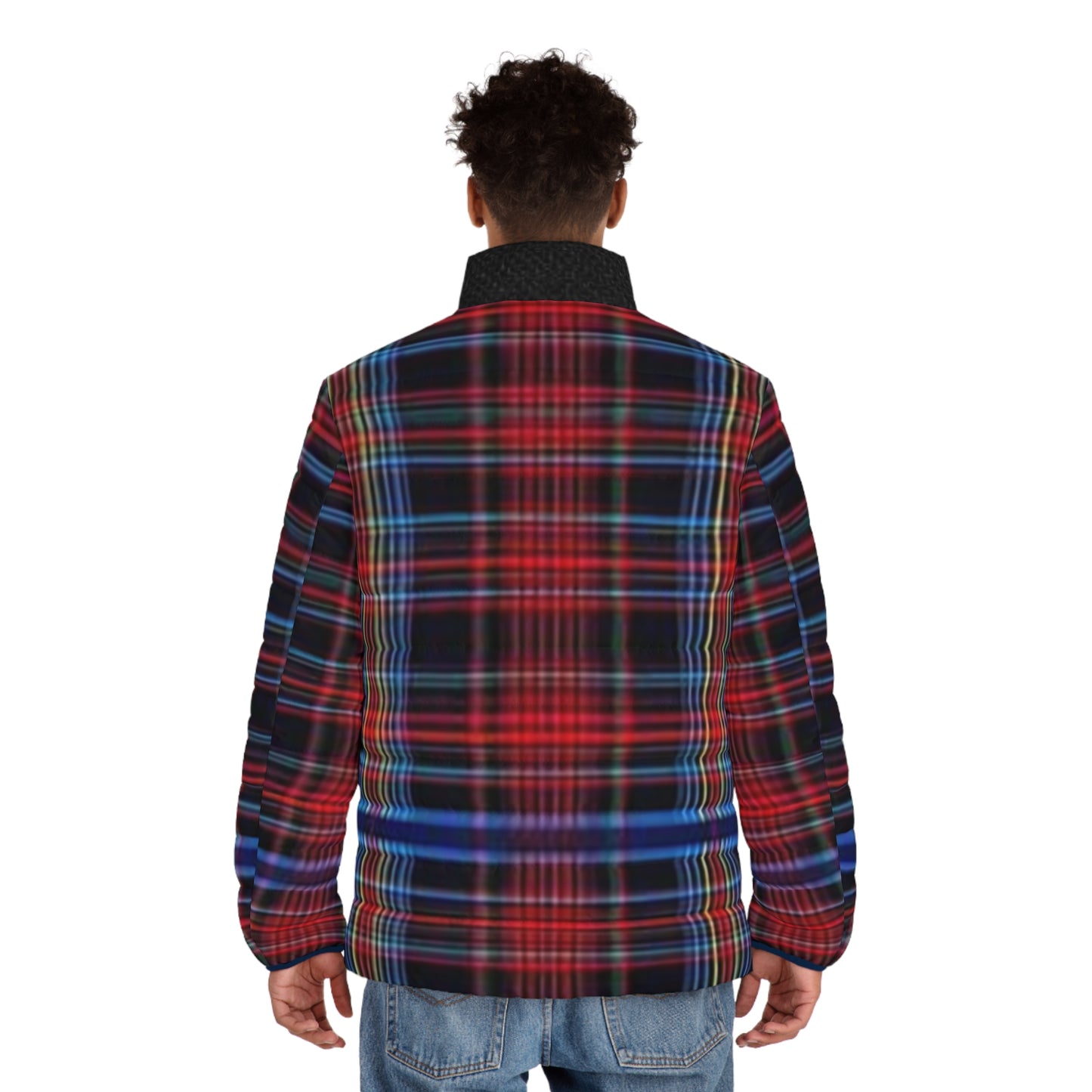 Stylish Men's Puffer Jacket, Warm Winter Coat, Plaid Outerwear, Trendy Layering Piece, Fashionable Holiday Gift