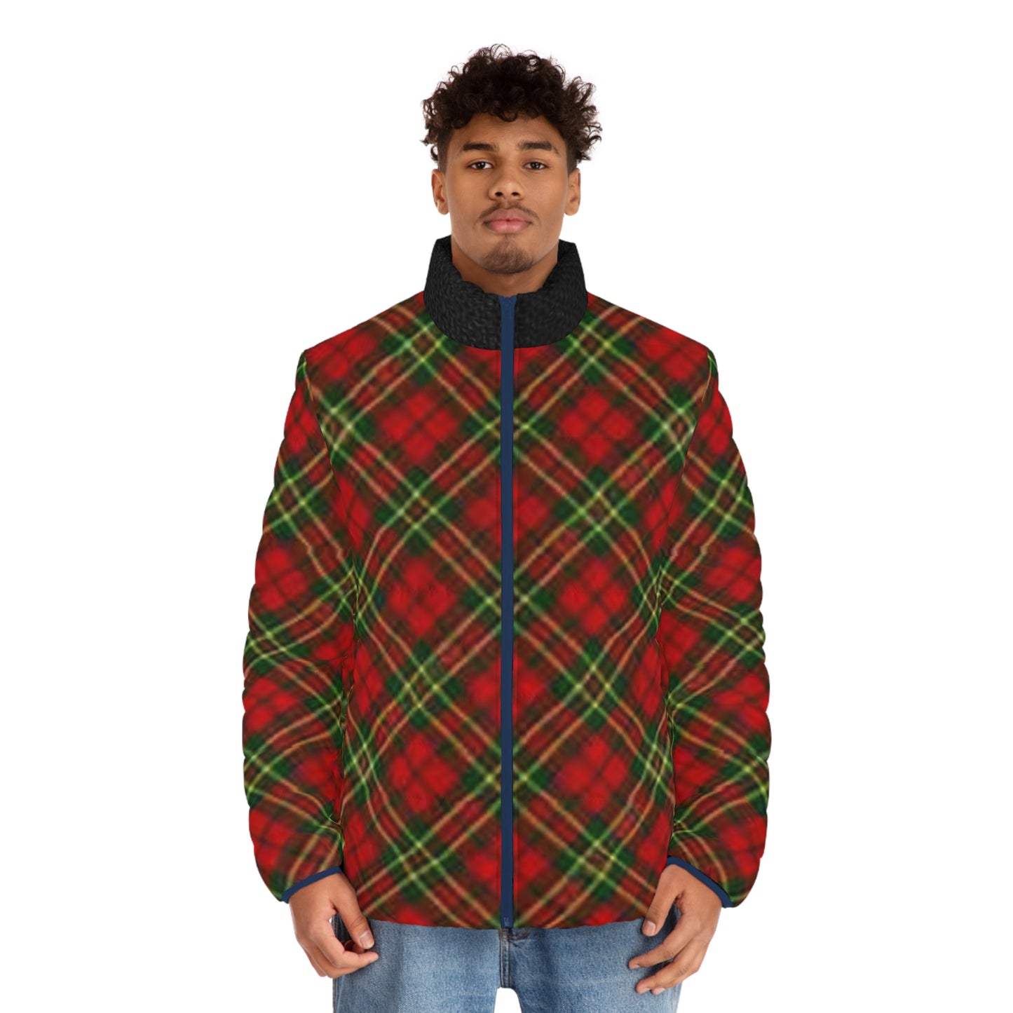 Plaid Men's Puffer Jacket - Stylish Winter Coat, Great for Holidays, Outdoor Adventures, Casual Wear, Gift Ideas