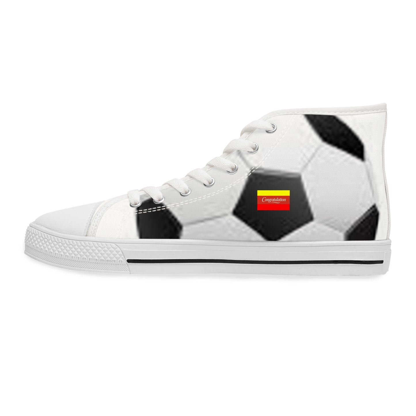Women's Soccer-Themed High Top Sneakers | Sporty Style for Game Day, Athletic Events, Casual Wear, Gifts for Soccer Lovers, Trendy Footwear