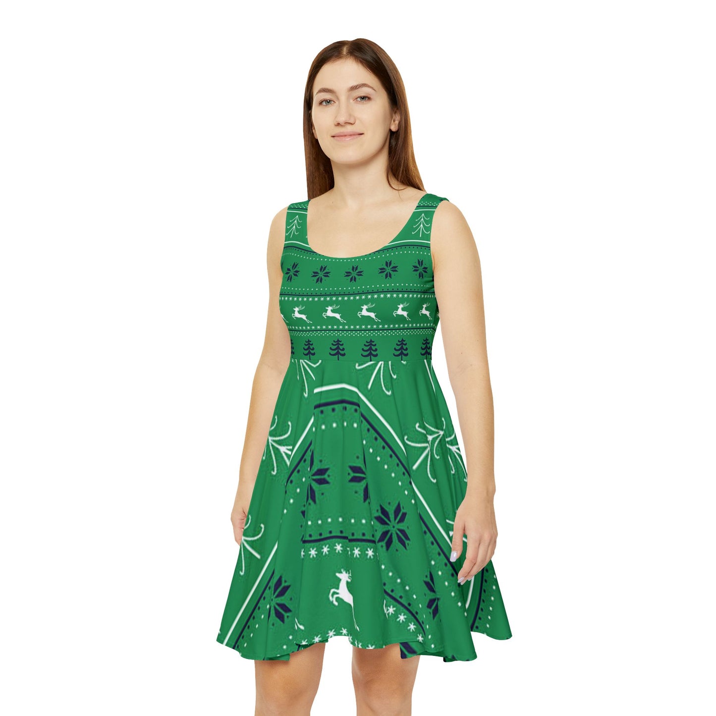 Festive Women's Skater Dress, Holiday Party Dress, Casual Everyday Wear, Christmas Outfit, Cheerful Summer Dress