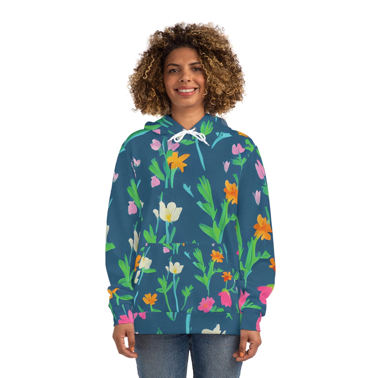 Floral AOP Hoodie, Colorful Spring Sweatshirt, Botanical Print Fashion Top, Gift for Nature Lovers, Cozy Casual Wear