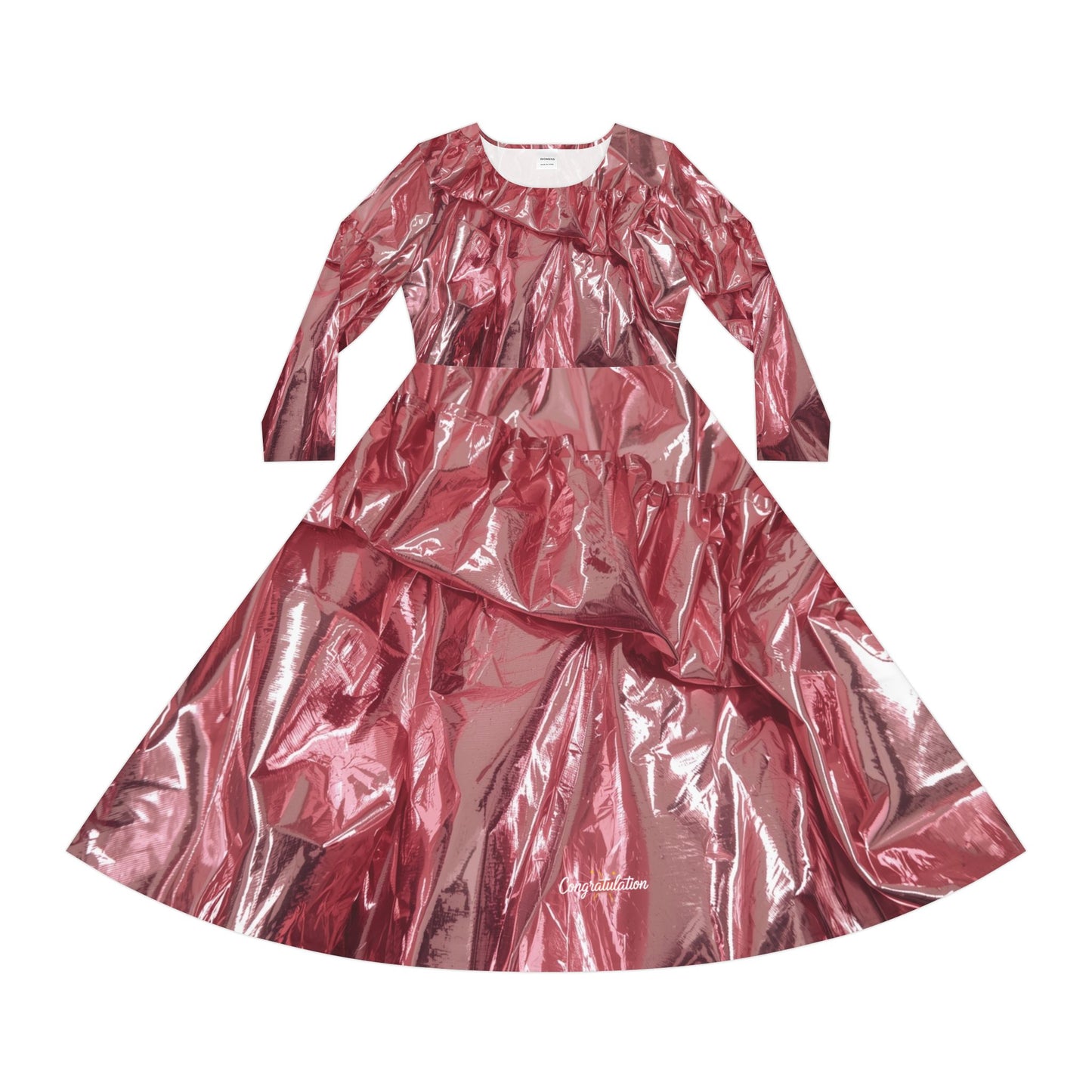 Shimmery Long Sleeve Dance Dress, Elegant Party Dress, Formal Wear, Dance Recital Dress, Holiday Celebration Dress