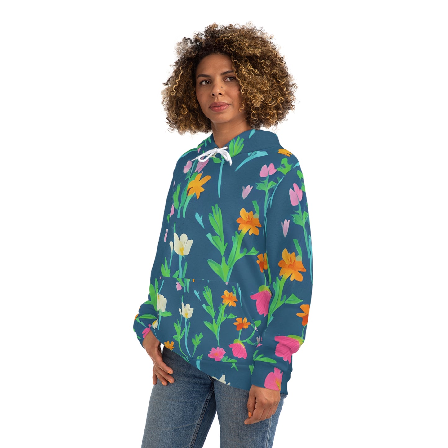Floral AOP Hoodie, Colorful Spring Sweatshirt, Botanical Print Fashion Top, Gift for Nature Lovers, Cozy Casual Wear