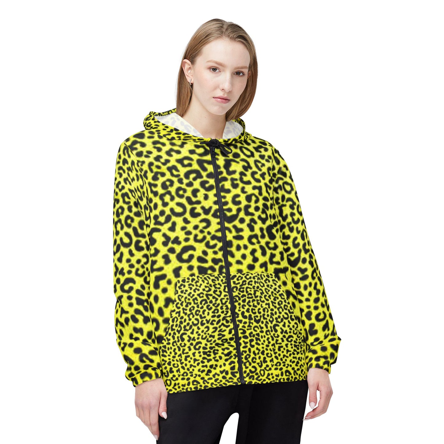 Bold Leopard Print Windbreaker Jacket, Outdoor Fashion, Streetwear, Rain Jacket, Festival Wear, Vibrant Sports Jacket