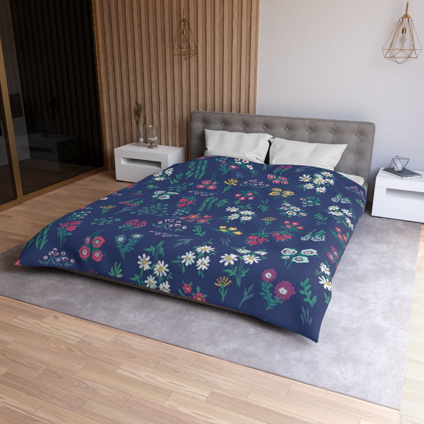 Floral Microfiber Duvet Cover – Cozy Bedroom Decor, Boho Bedding, Flower Print Comforter, Gift for Her, Vibrant Home Textiles