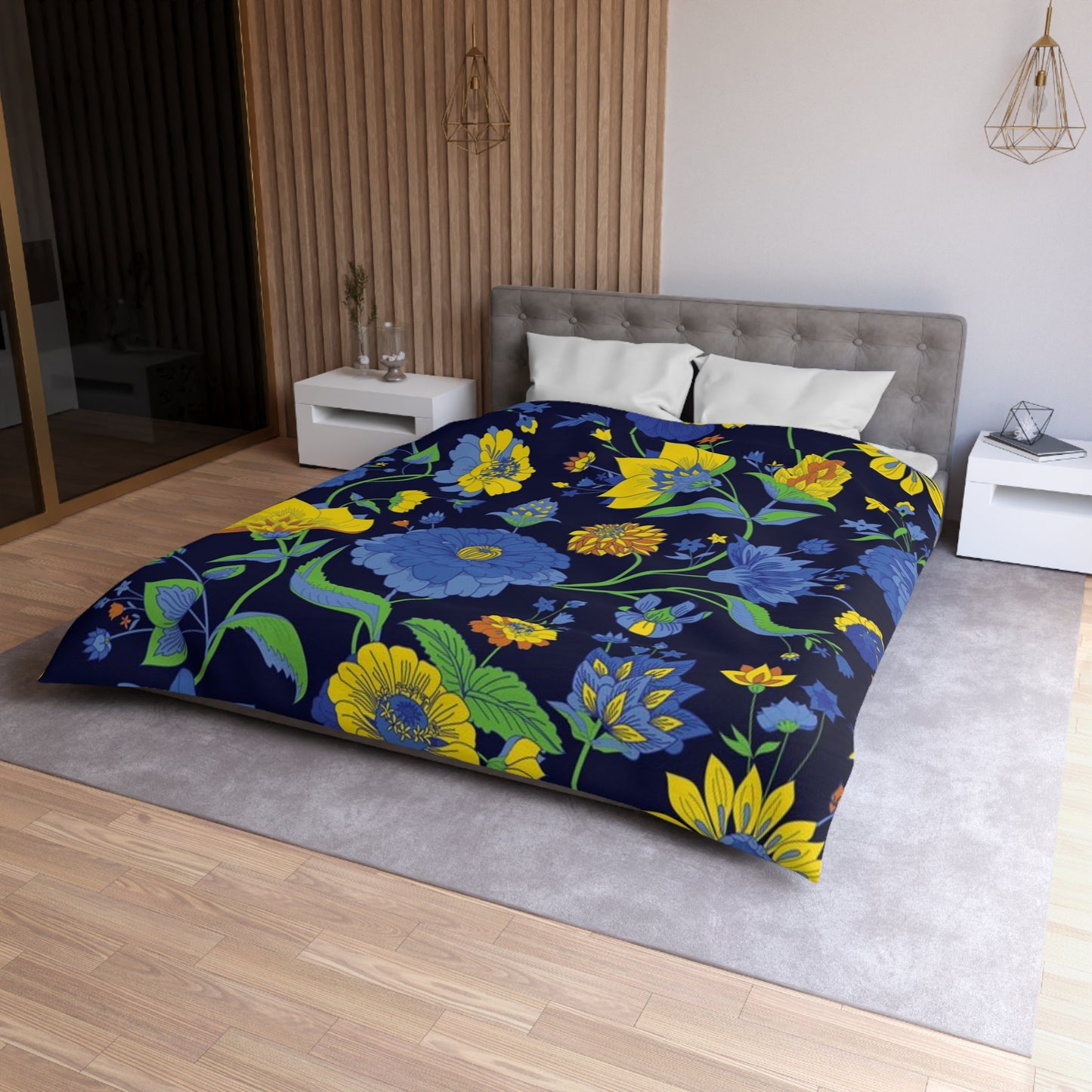Floral Microfiber Duvet Cover - Vibrant Bedding Set, Botanical Home Decor, Spring Bedroom Aesthetic, Flower Print Comforter