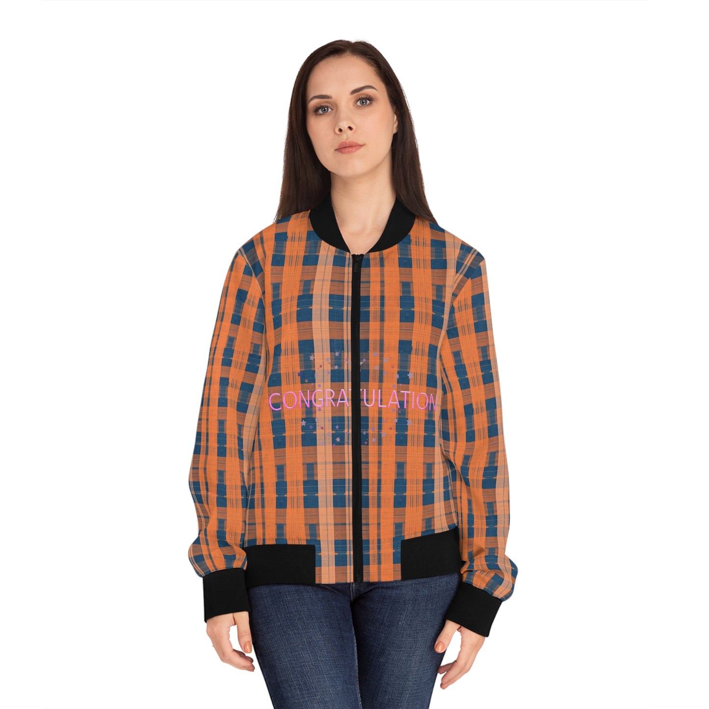 Stylish Women's Bomber Jacket, Cozy Plaid Outerwear, Trendy Layering Piece, Casual Streetwear, Perfect Gift for Her
