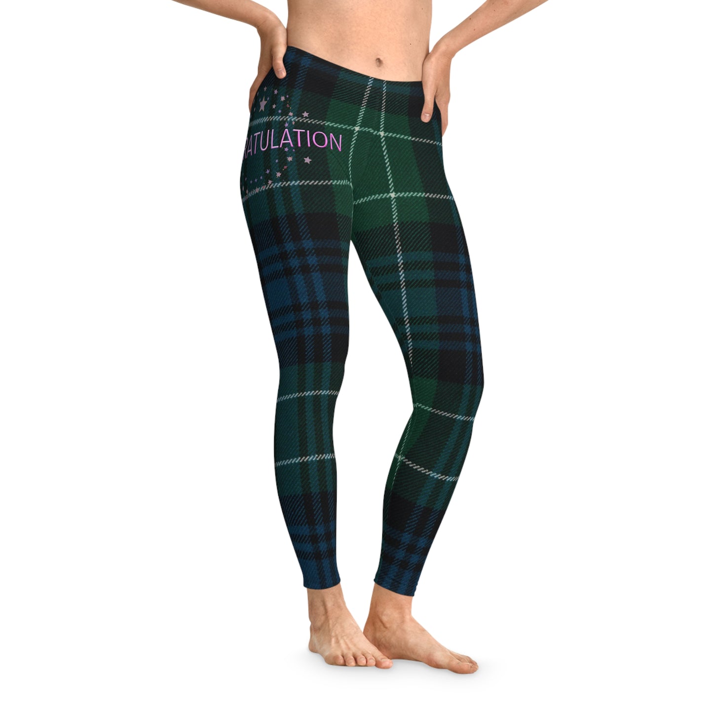 Celebratory Plaid Leggings | Comfortable Stretchy Pants for Events, Party Wear, Everyday Comfort, Gift for New Moms, Holiday Apparel