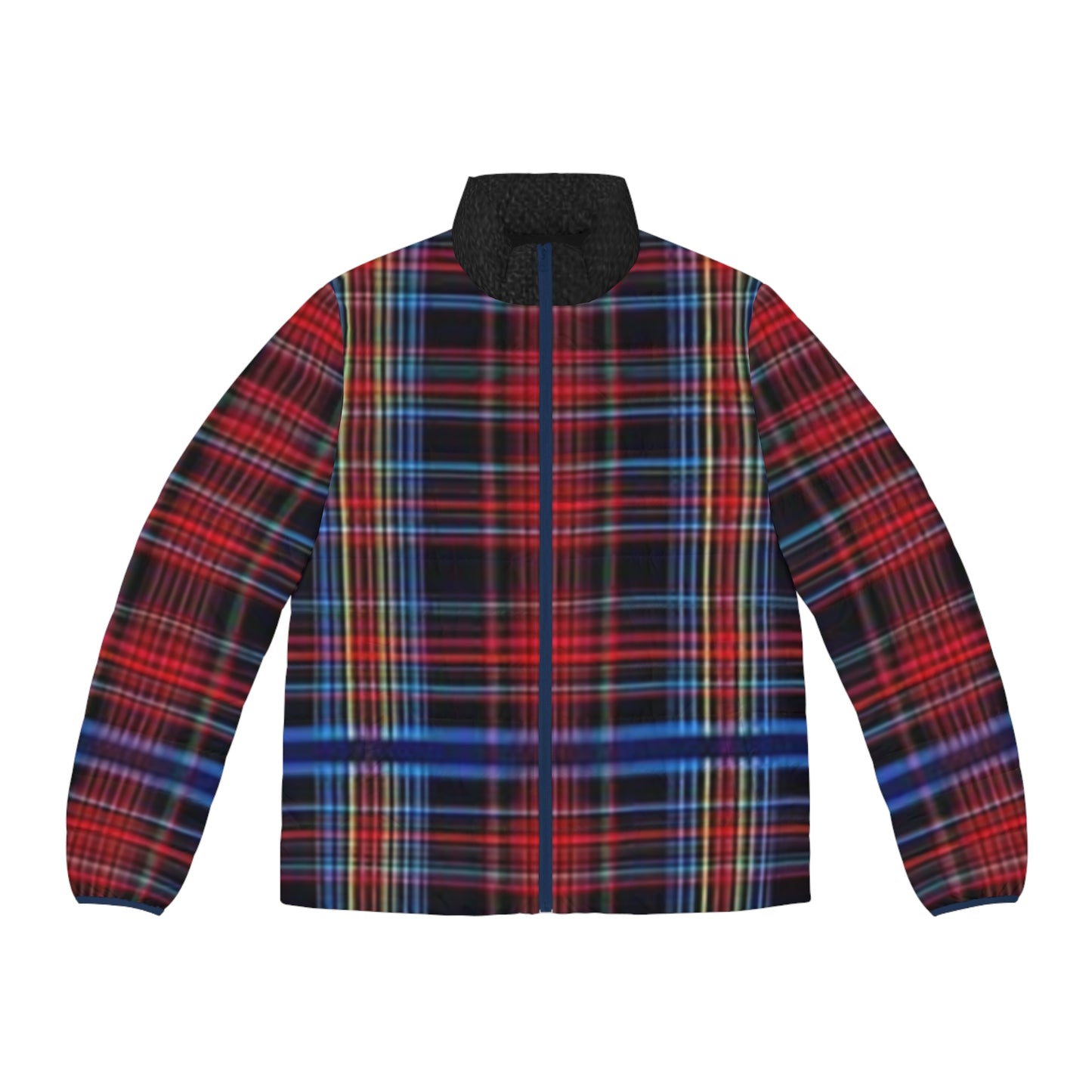 Stylish Men's Puffer Jacket, Warm Winter Coat, Plaid Outerwear, Trendy Layering Piece, Fashionable Holiday Gift