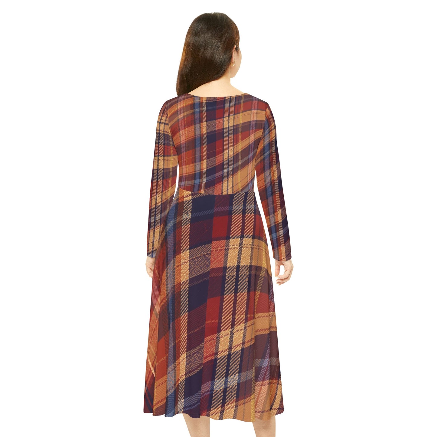 Plaid Women's Long Sleeve Dance Dress - Perfect for Celebrations, Parties, Fall Events, and Everyday Wear, Stylish, Comfortable