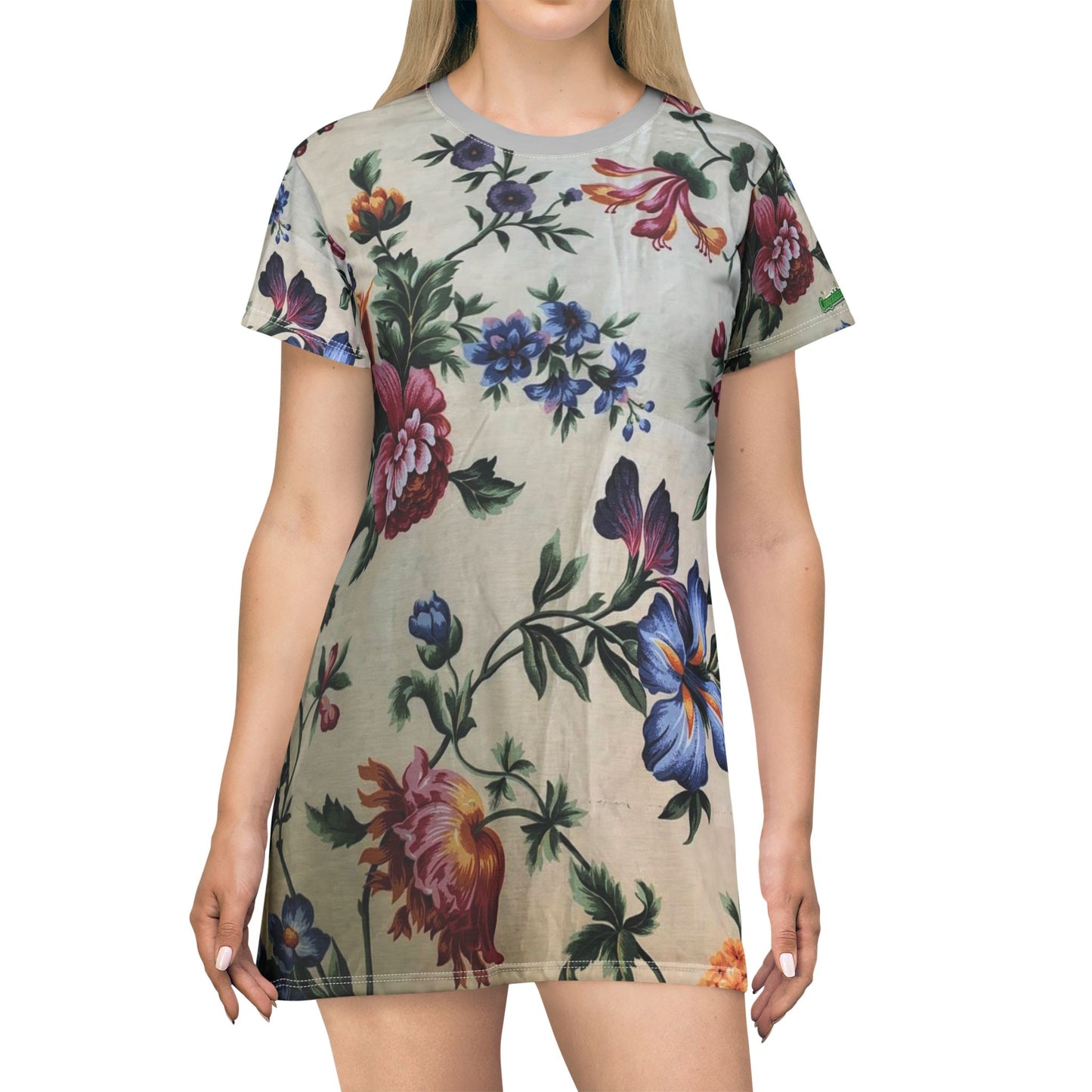 Floral Print T-Shirt Dress, Casual Summer Dress, Lounge Wear, Bohemian Style Dress, Everyday Comfort Dress, Gift for Her