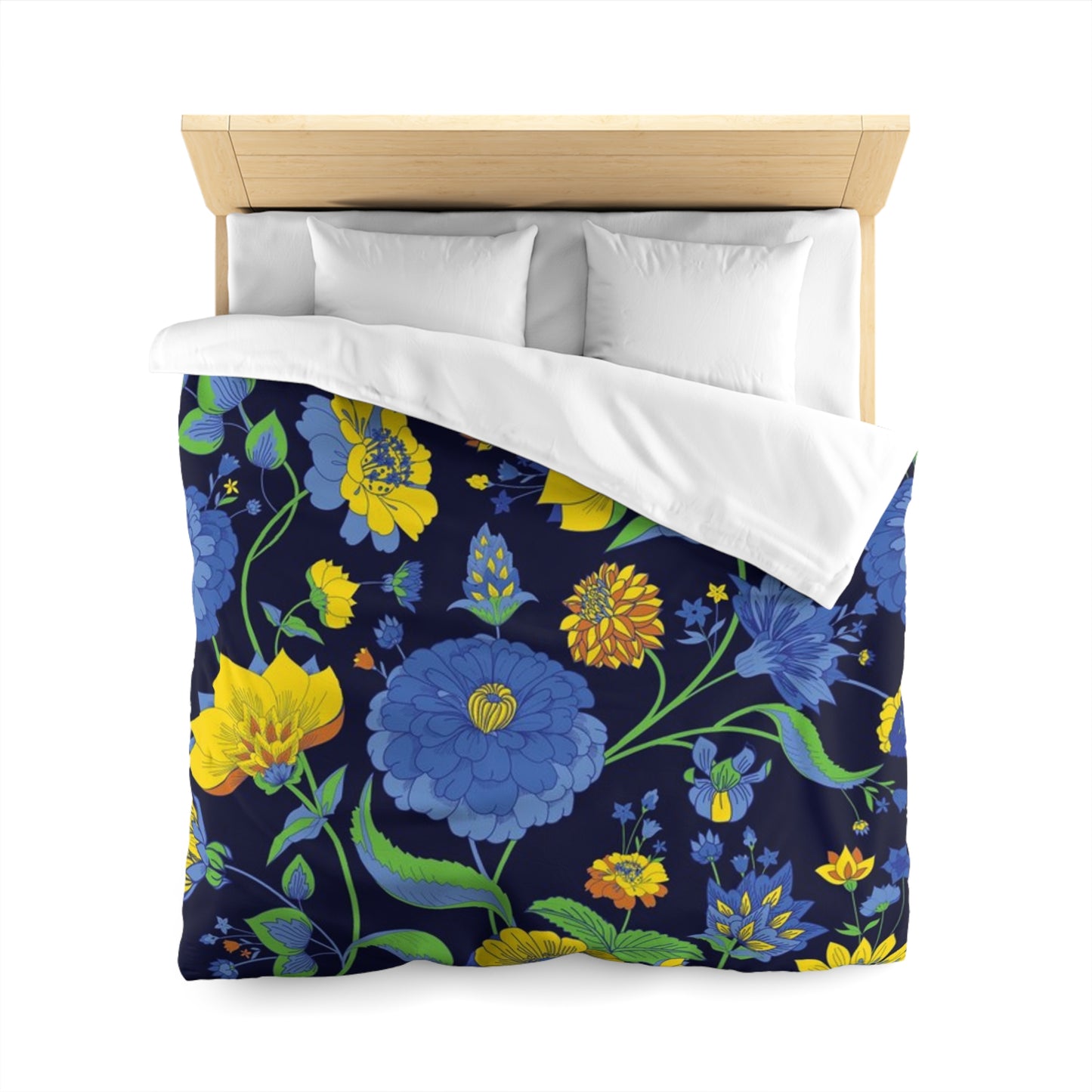 Floral Microfiber Duvet Cover - Vibrant Bedding Set, Botanical Home Decor, Spring Bedroom Aesthetic, Flower Print Comforter