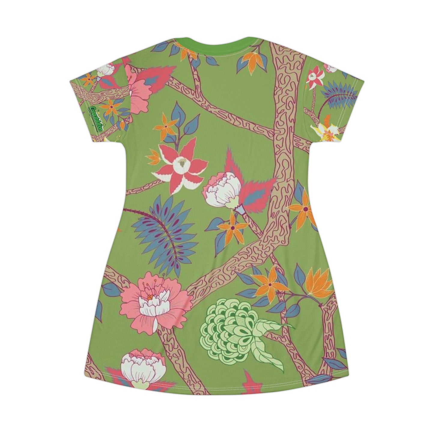 Tropical Floral T-Shirt Dress, Easygoing Summer Outfit, Vacation Wear, Casual Everyday Dress, Gift for Her, Beach Party Dress