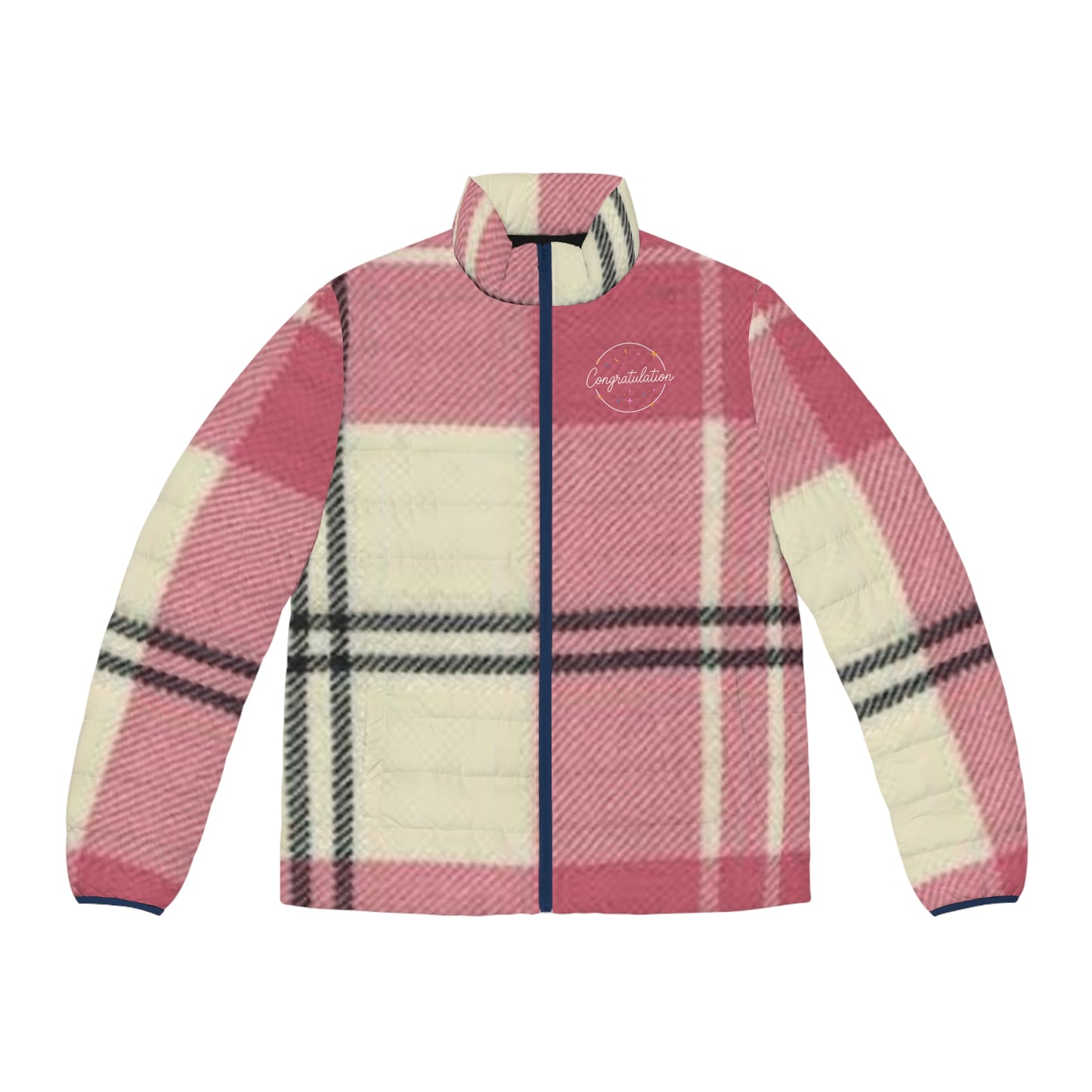 Stylish Men's Puffer Jacket, Cozy Winter Outerwear, Plaid Print Jacket, Casual Fashion Layer, Holiday Gift Idea